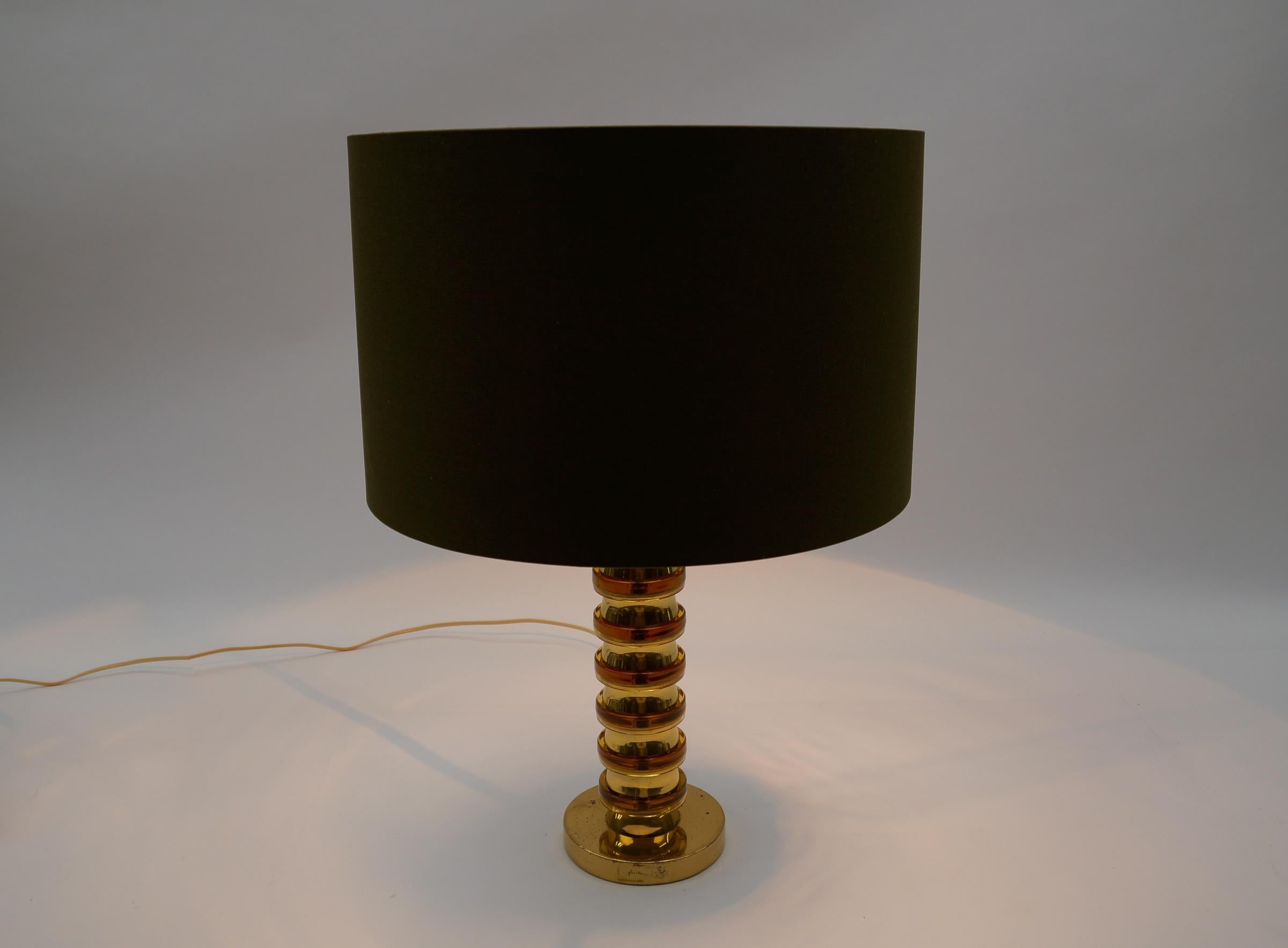 Mid Century Modern Gold Orange Swirls Table Lamp Base, 1960s Germany For Sale 4