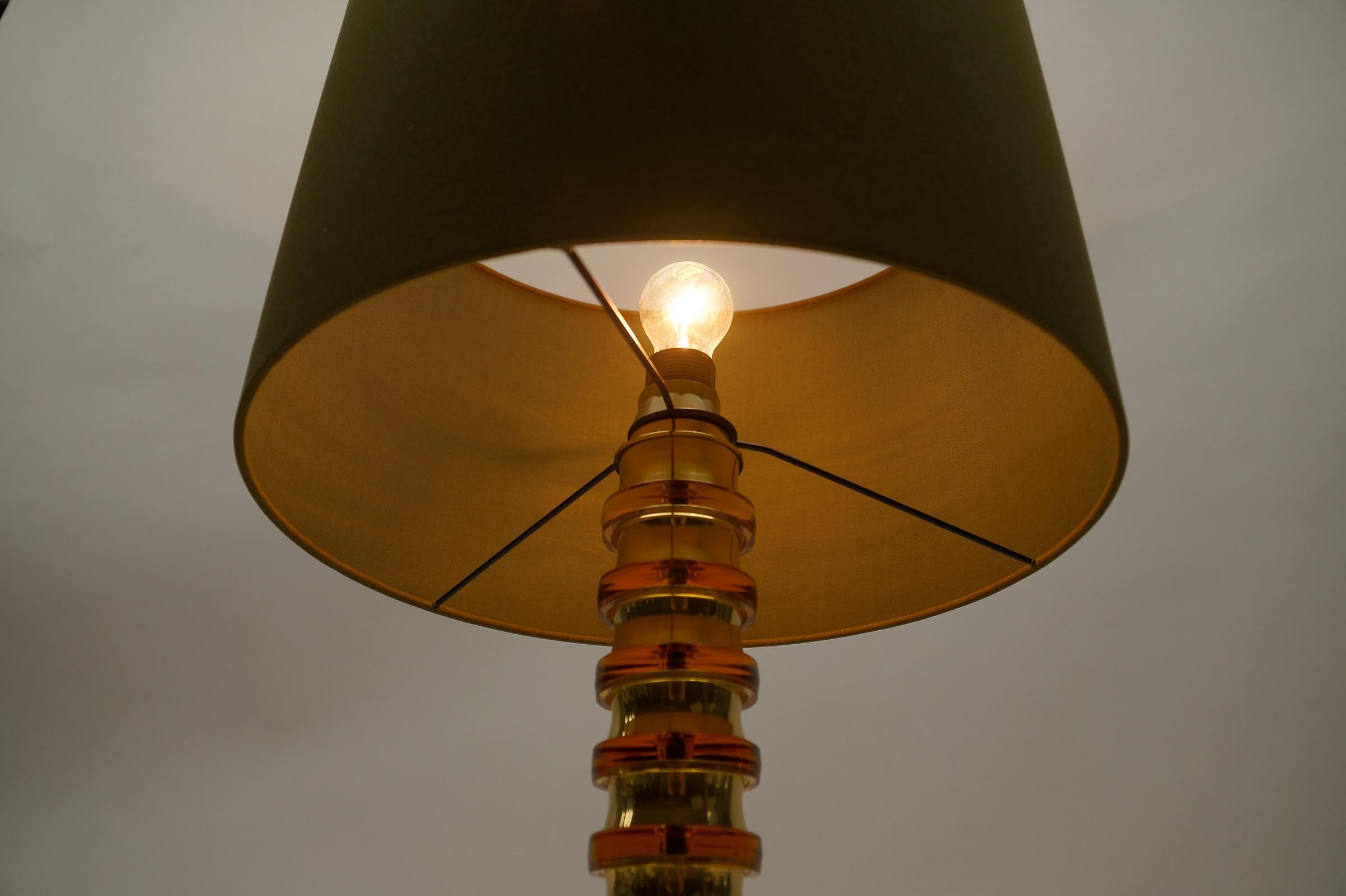Mid Century Modern Gold Orange Swirls Table Lamp Base, 1960s Germany For Sale 5