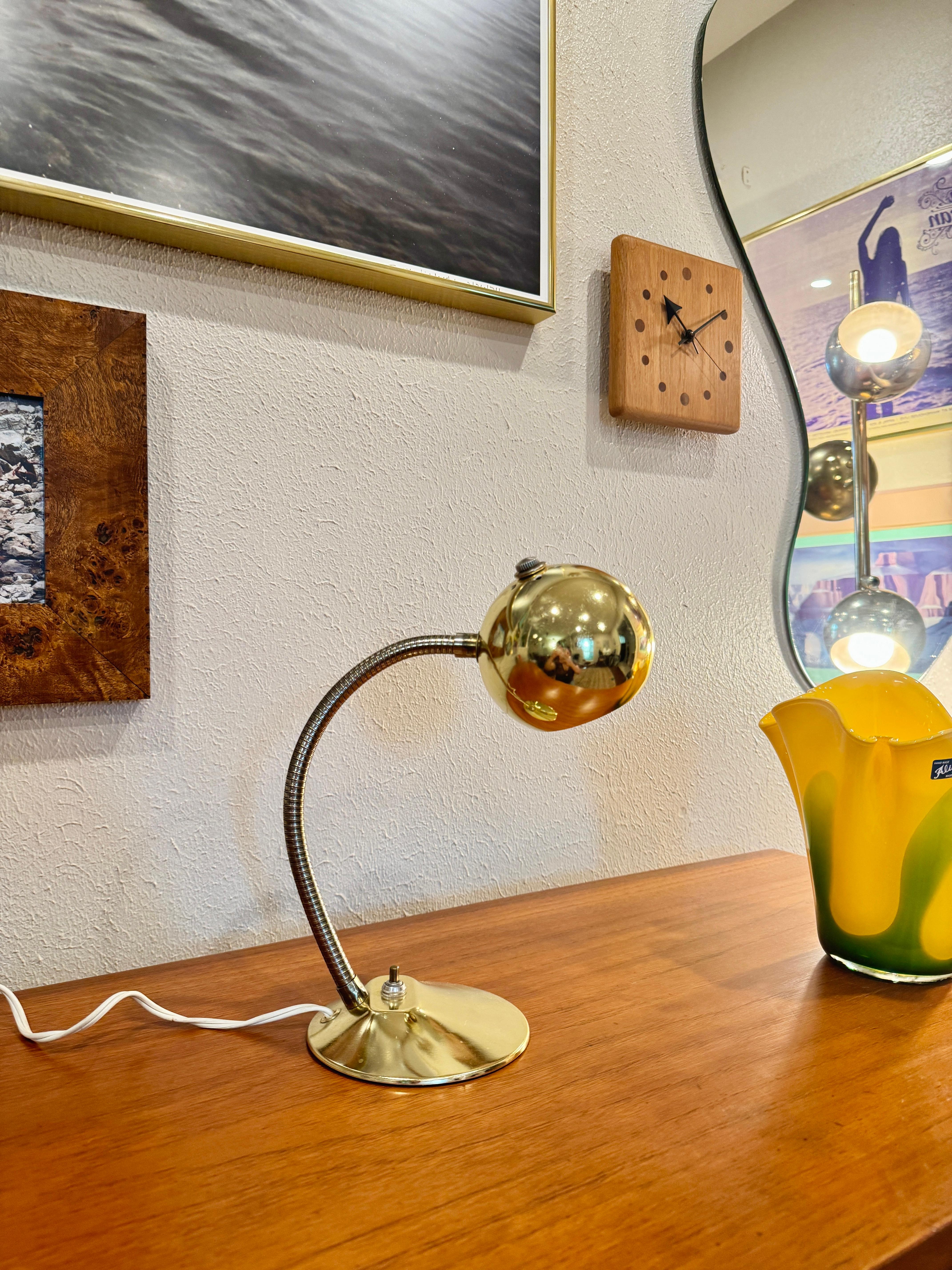 Unknown Mid century modern gold orb desk lamp circa 1960s For Sale