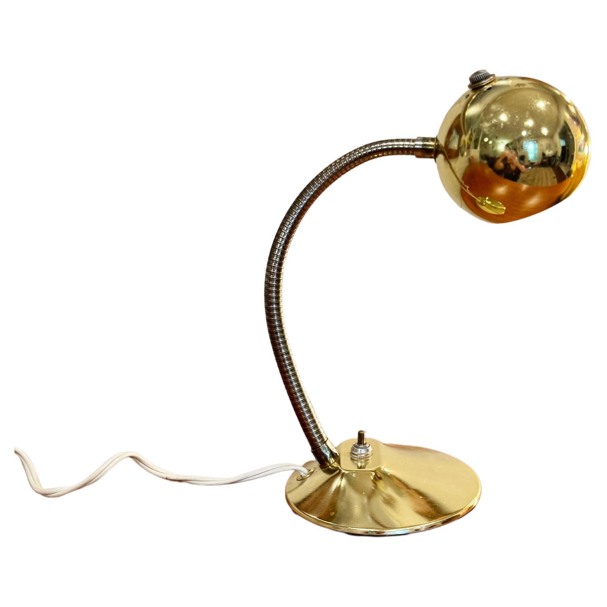 Mid century modern gold orb desk lamp circa 1960s For Sale