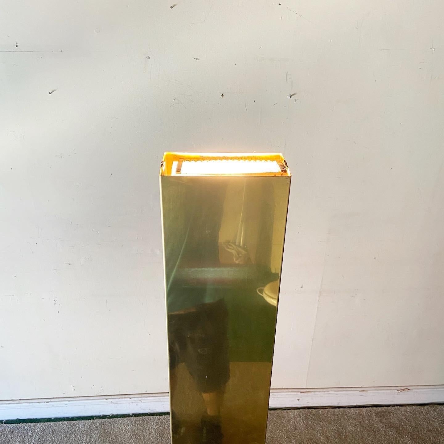 American Mid Century Modern Gold Pillar Floor Lamp