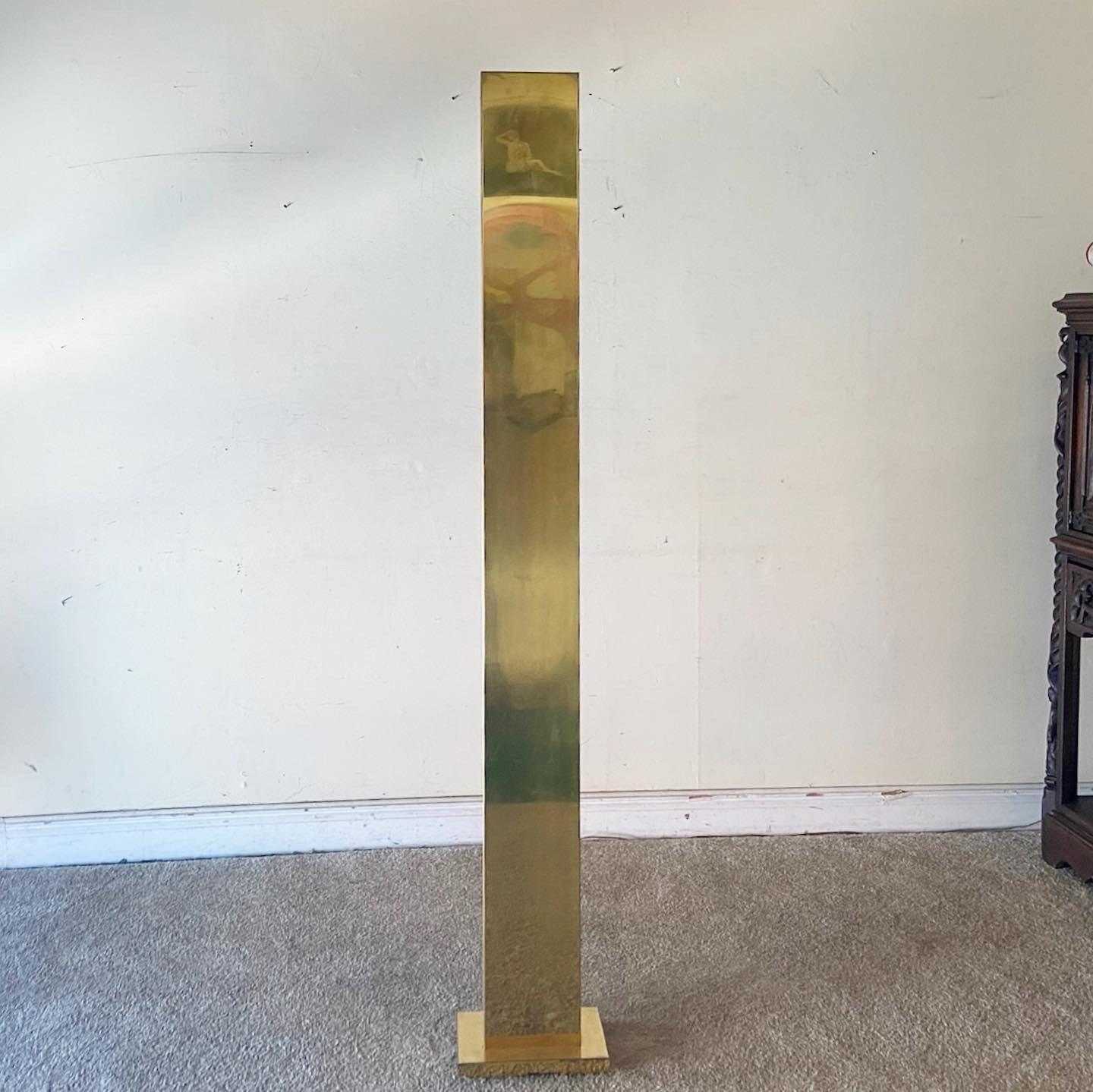 Metal Mid Century Modern Gold Pillar Floor Lamp