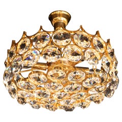 Mid-Century Modern Gold-Plated and Cut Crystal Chandelier by Bakalowits & Sohne