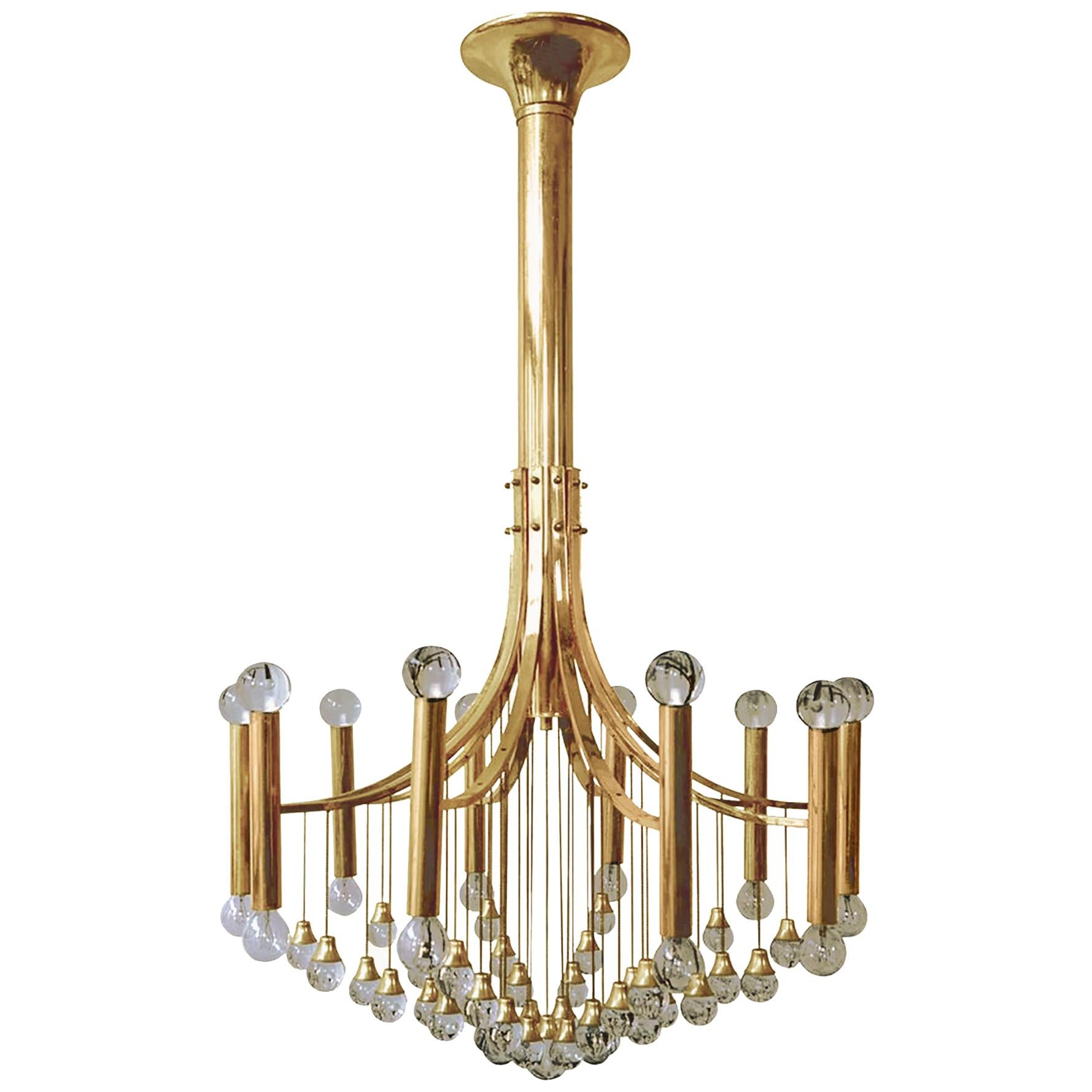 MidCentury Modern GoldPlated Metal Chandelier by Gaetano Sciolari For