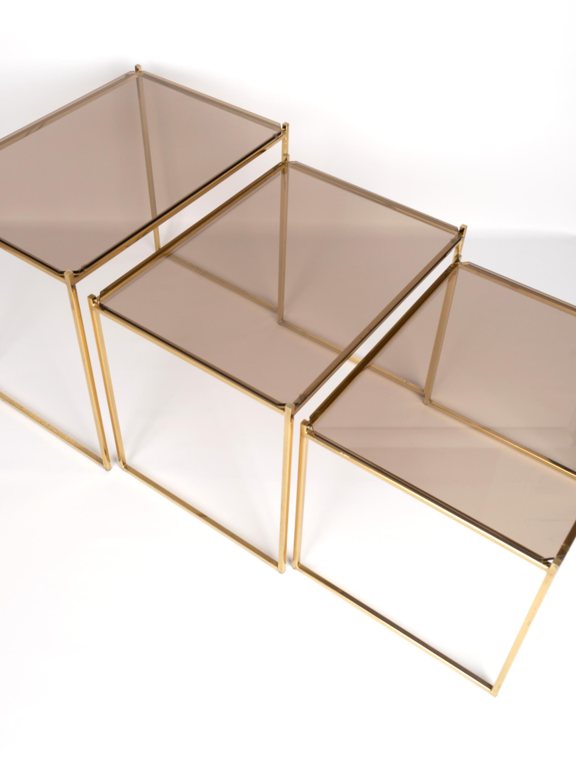 Brass Mid-Century Modern Gold-Plated Nesting Side Tables