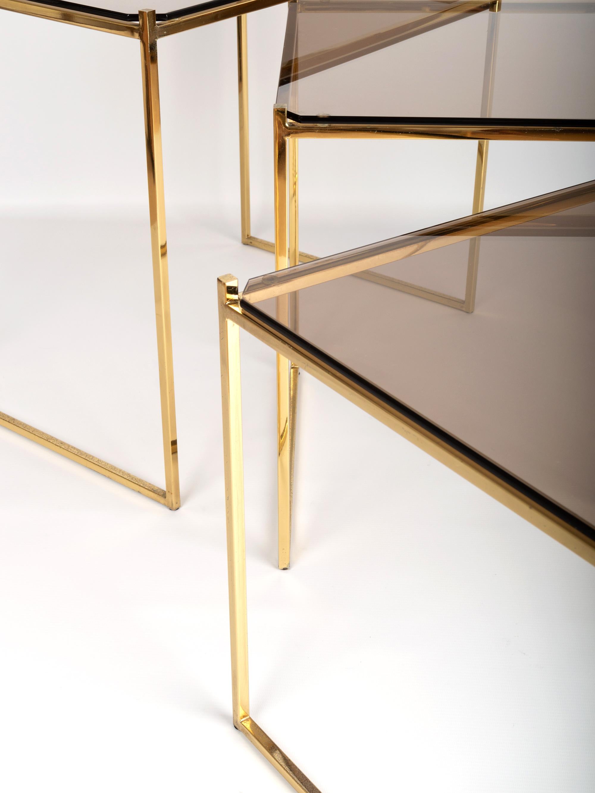 Mid-Century Modern Gold-Plated Nesting Side Tables 1