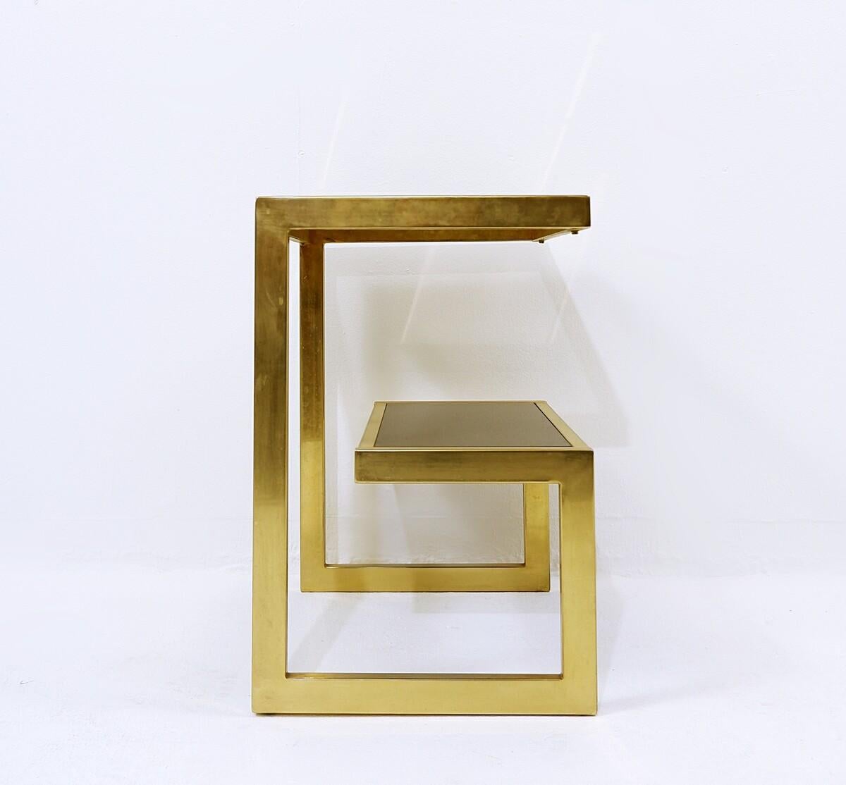 Italian Mid-Century Modern Gold Plated Side Table from Belgo Chrome, 1970s