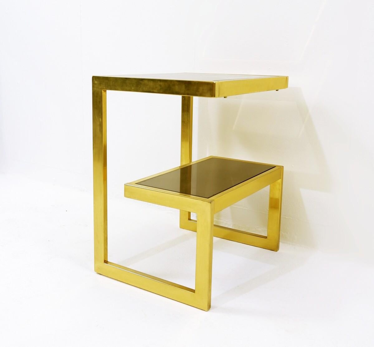 Mid-Century Modern Gold Plated Side Table from Belgo Chrome, 1970s In Good Condition In Brussels , BE