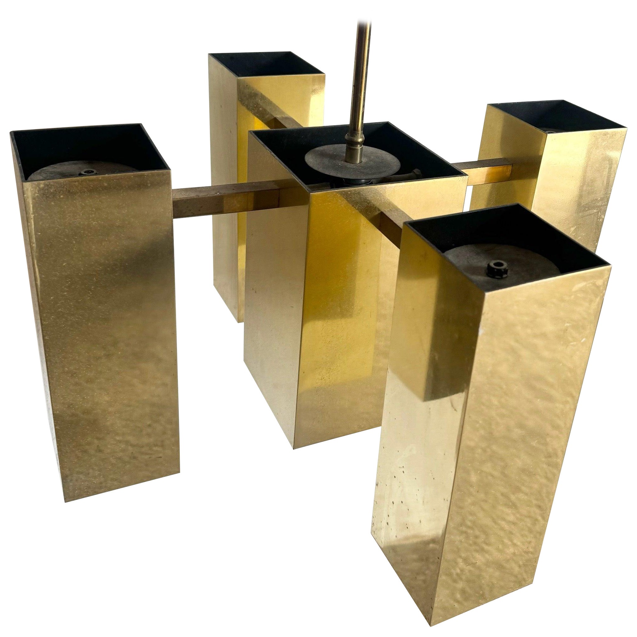 Mid Century Modern Gold Robert Sonneman Style Chandelier