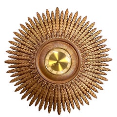 Orologio da parete a stella Sunburst in oro del Mid Century Modern