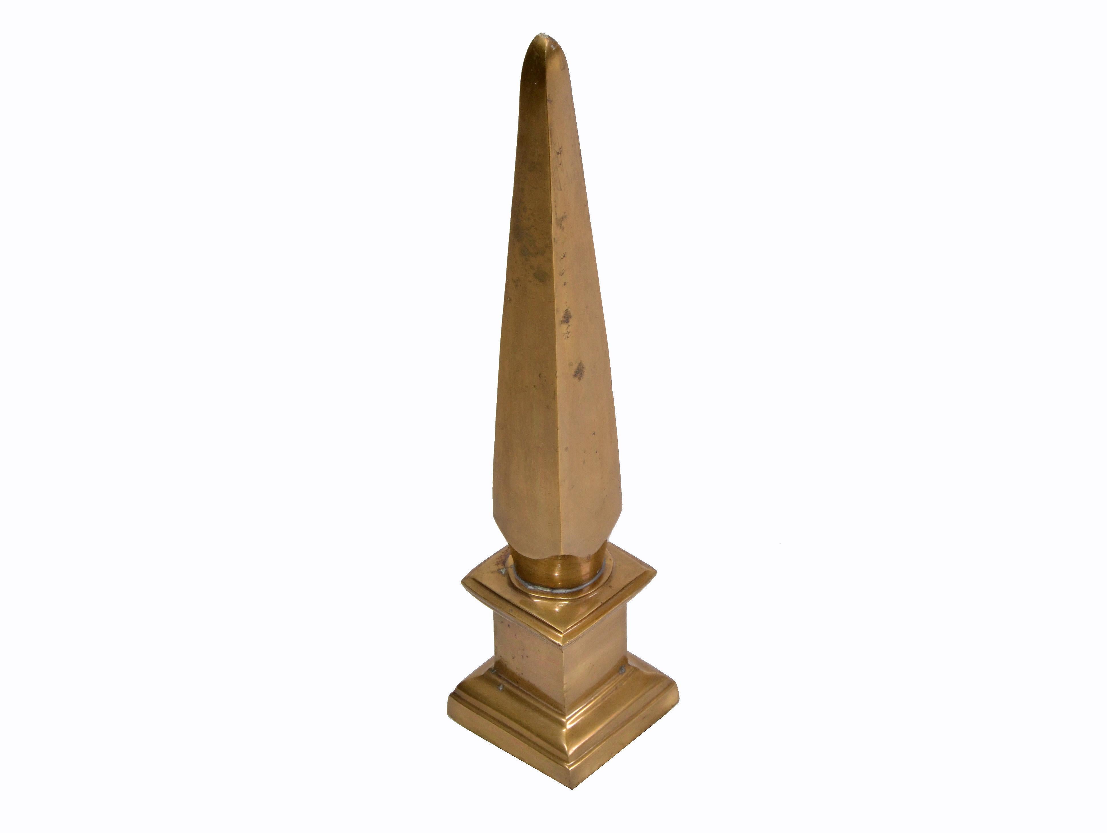 American Mid-Century Modern Gold Tone Solid Bronze Obelisks, Bookend
