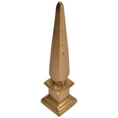 Mid-Century Modern Gold Tone Solid Bronze Obelisks, Bookend
