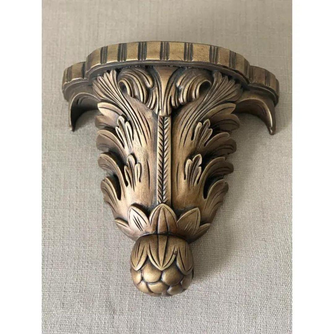 Hollywood Regency Mid-Century Modern Gold-Tone Wall Bracket Sconces - a Pair For Sale