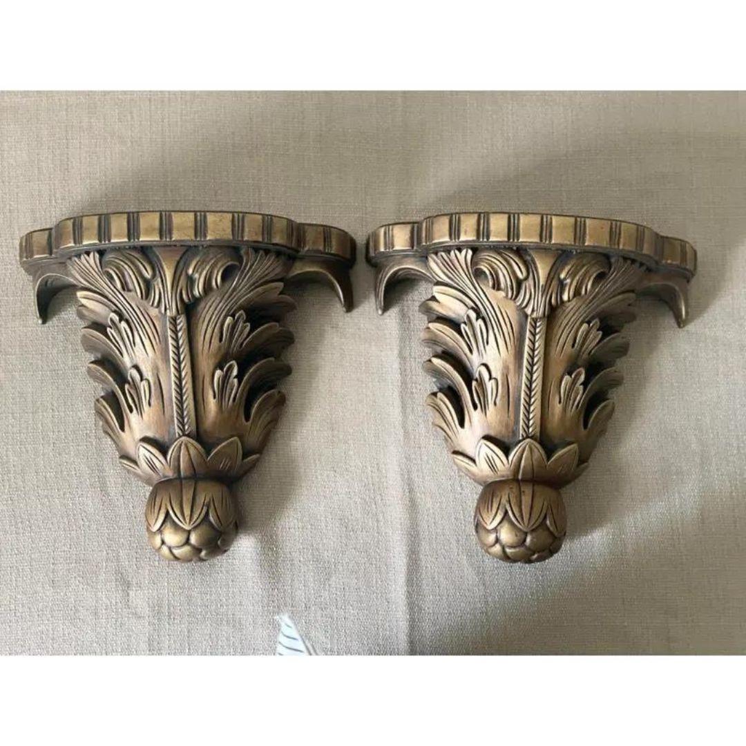 Mid-Century Modern Gold-Tone Wall Bracket Sconces - a Pair For Sale 2