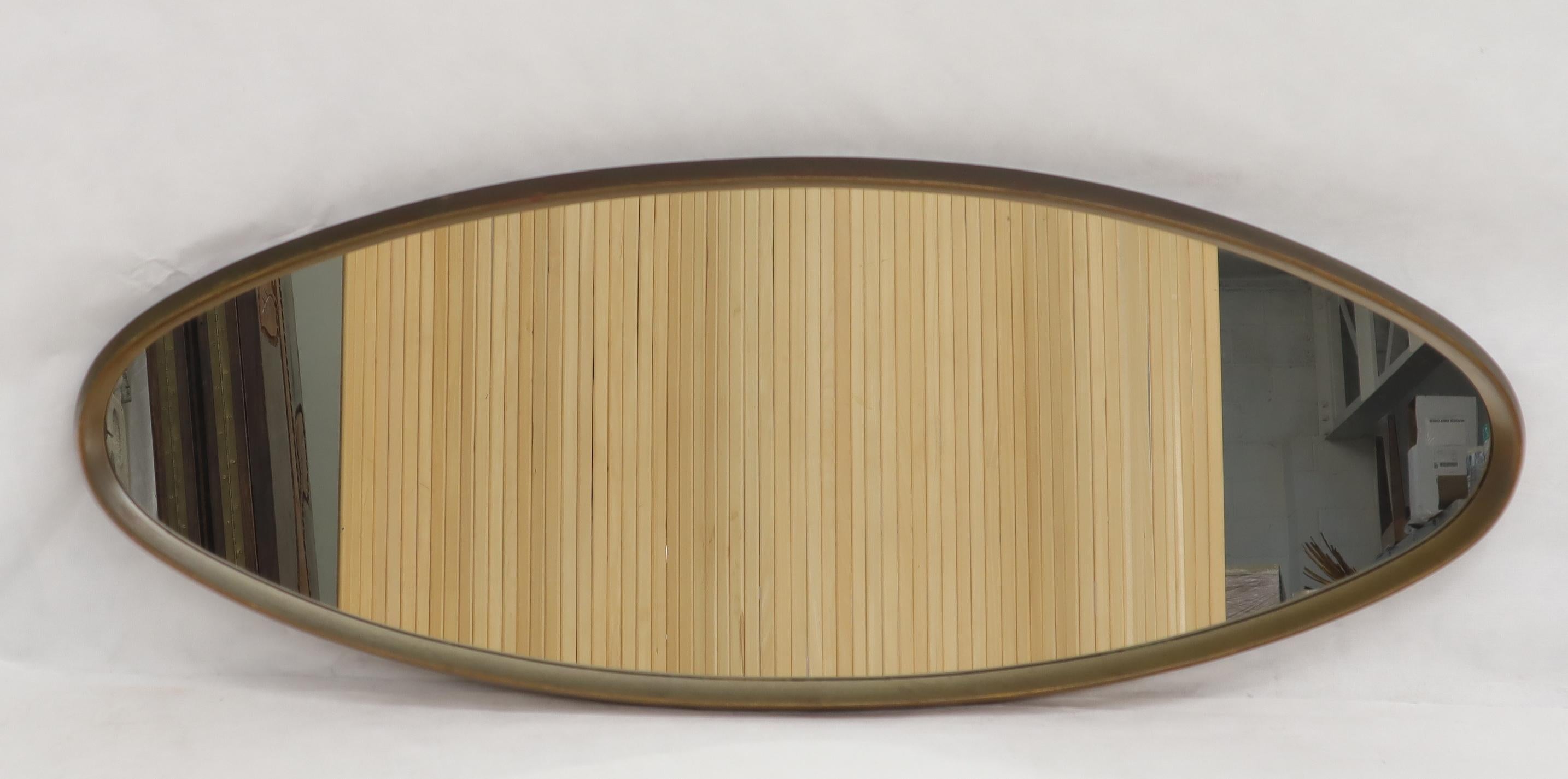 Mid-Century Modern Gold Wooden Frame Oval Mirror 2