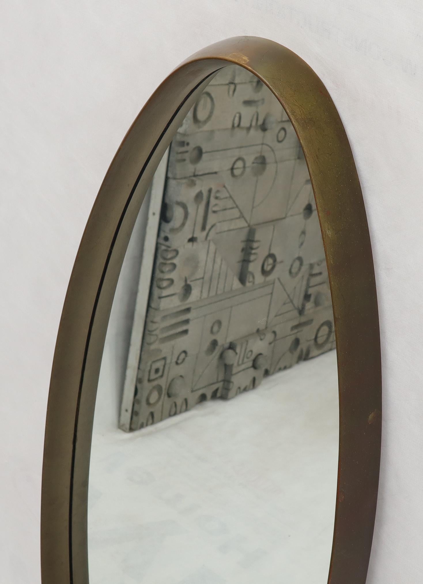 20th Century Mid-Century Modern Gold Wooden Frame Oval Mirror