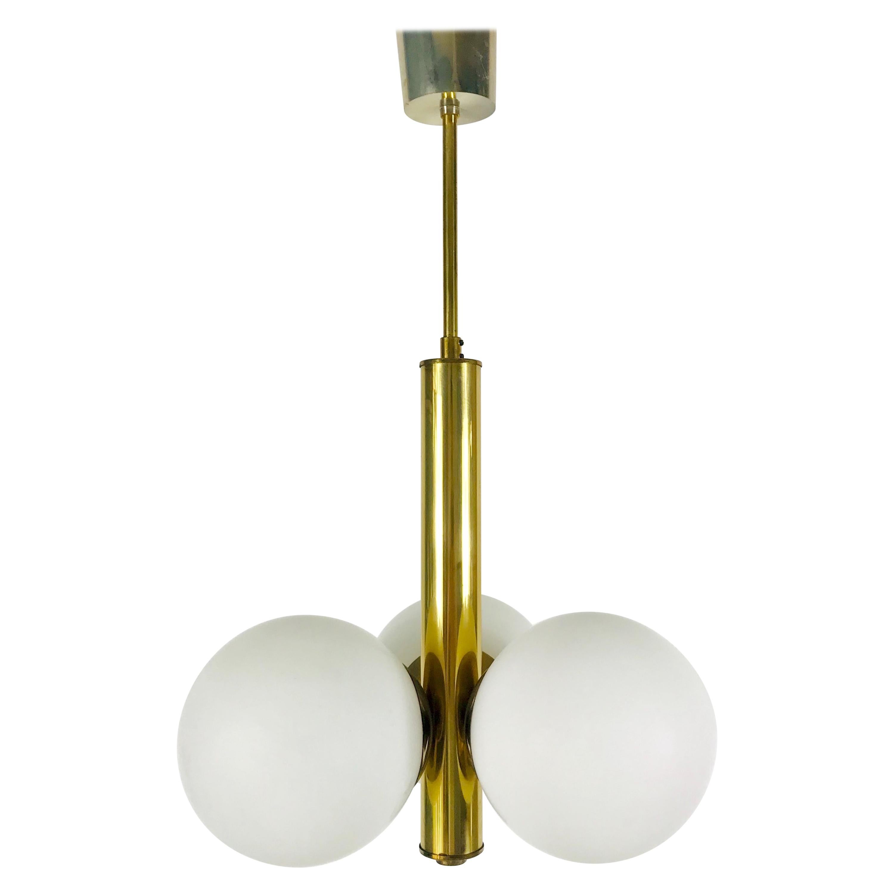 Mid-Century Modern Golden Kaiser 3-Arm Space Age Chandelier, 1960s, Germany