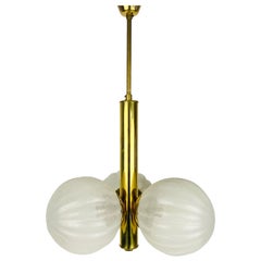 Retro Mid-Century Modern Golden Kaiser 3-Arm Space Age Chandelier, 1960s, Germany