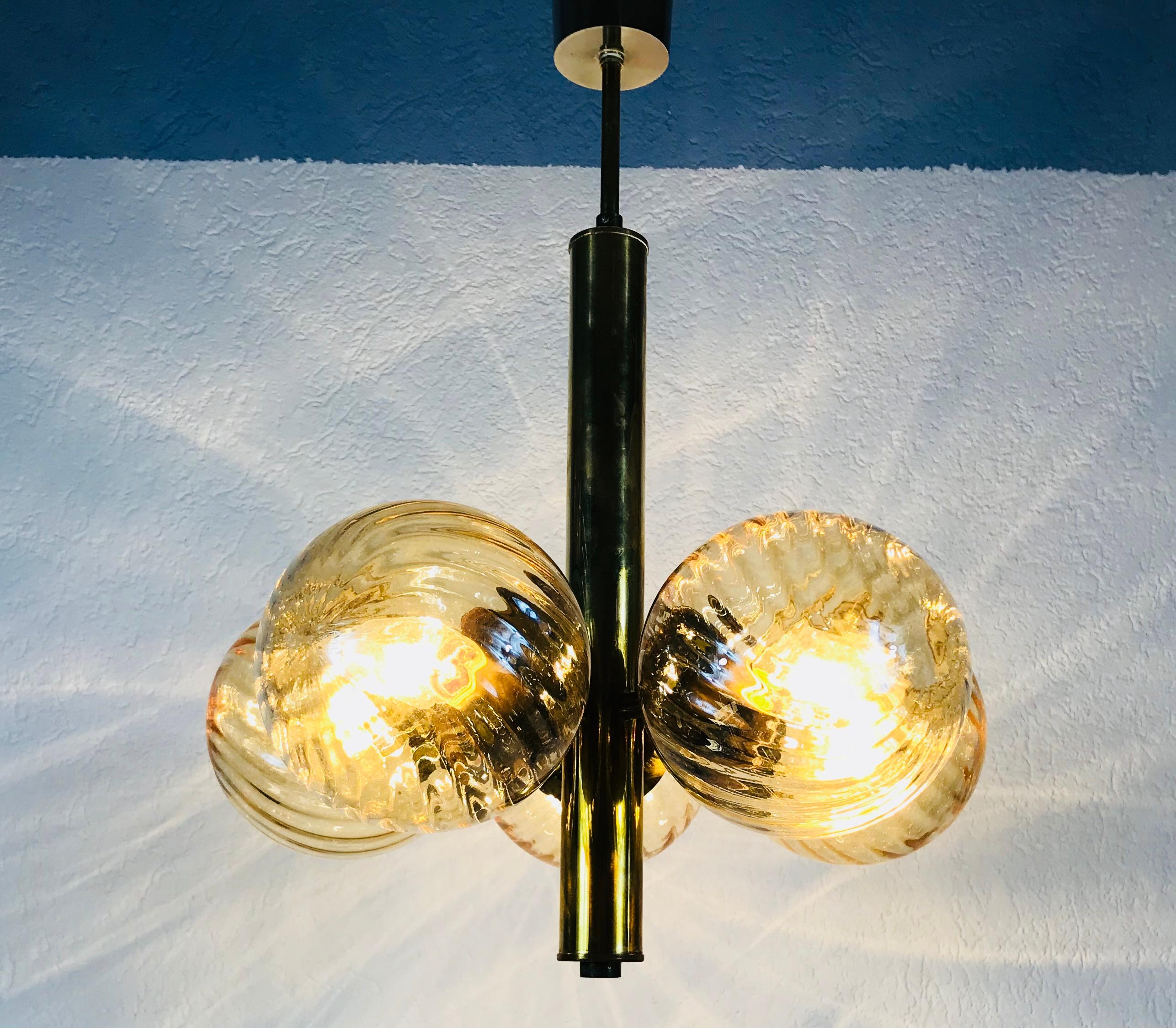 Mid-Century Modern Golden Kaiser 5-Arm Space Age Chandelier, 1970s, Germany 7