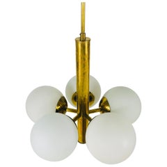 Mid-Century Modern Golden Kaiser 5-Arm Space Age Chandelier, 1970s, Germany