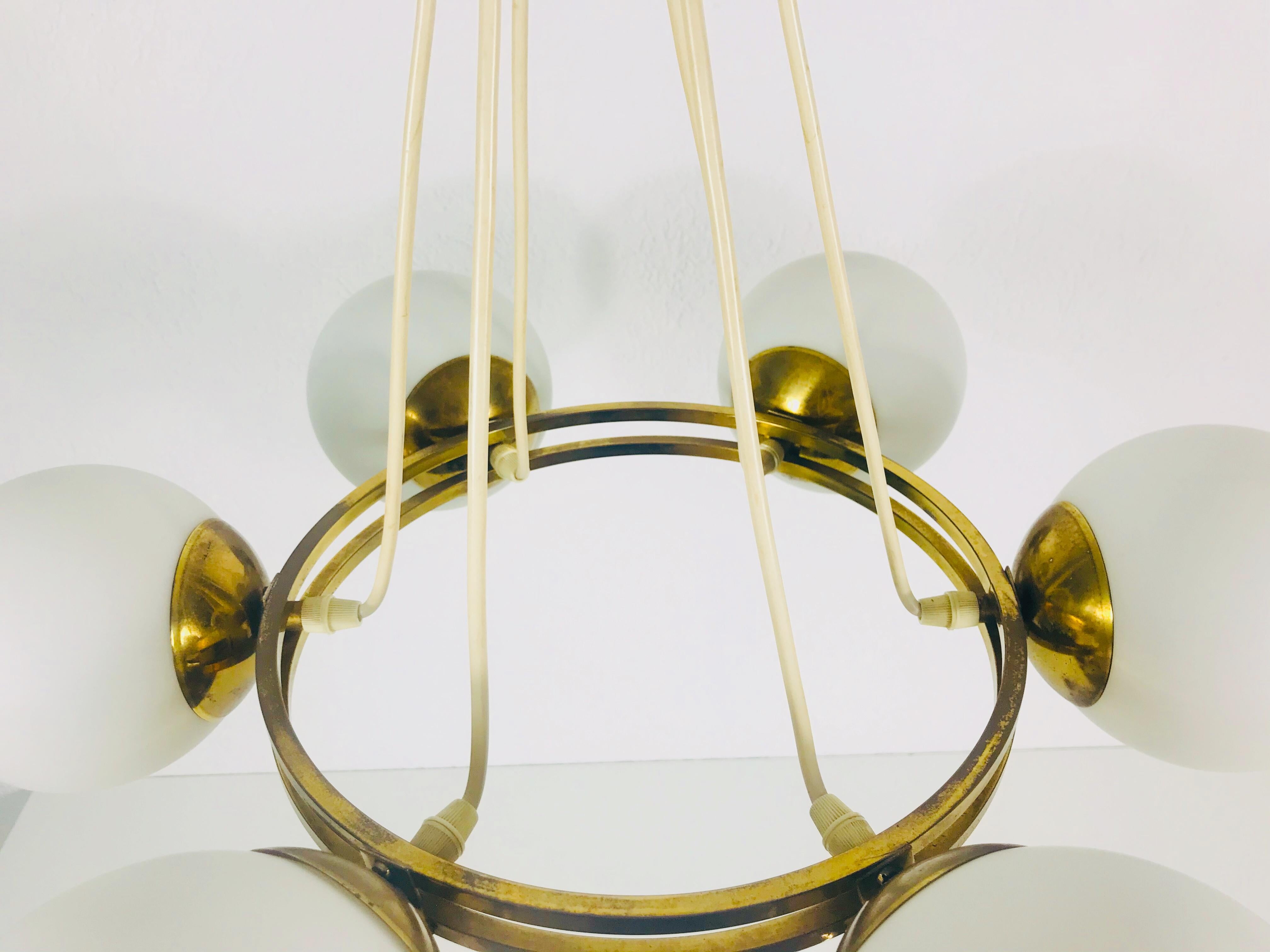 Mid-Century Modern Golden Kaiser 6-Arm Space Age Chandelier, 1960s, Germany For Sale 1