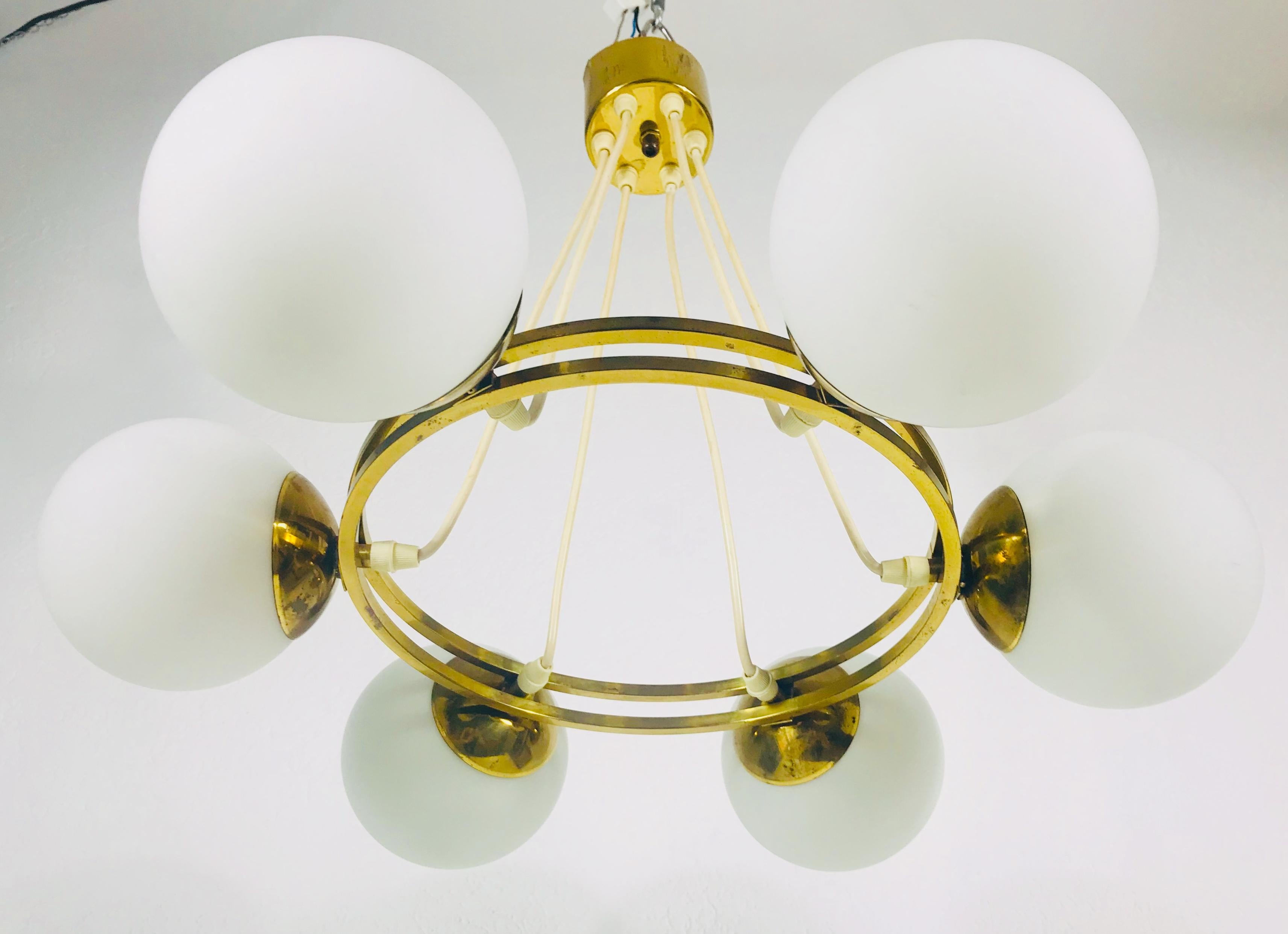 Mid-Century Modern Golden Kaiser 6-Arm Space Age Chandelier, 1960s, Germany For Sale 2