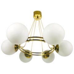 Mid-Century Modern Golden Kaiser 6-Arm Space Age Chandelier, 1960s, Germany