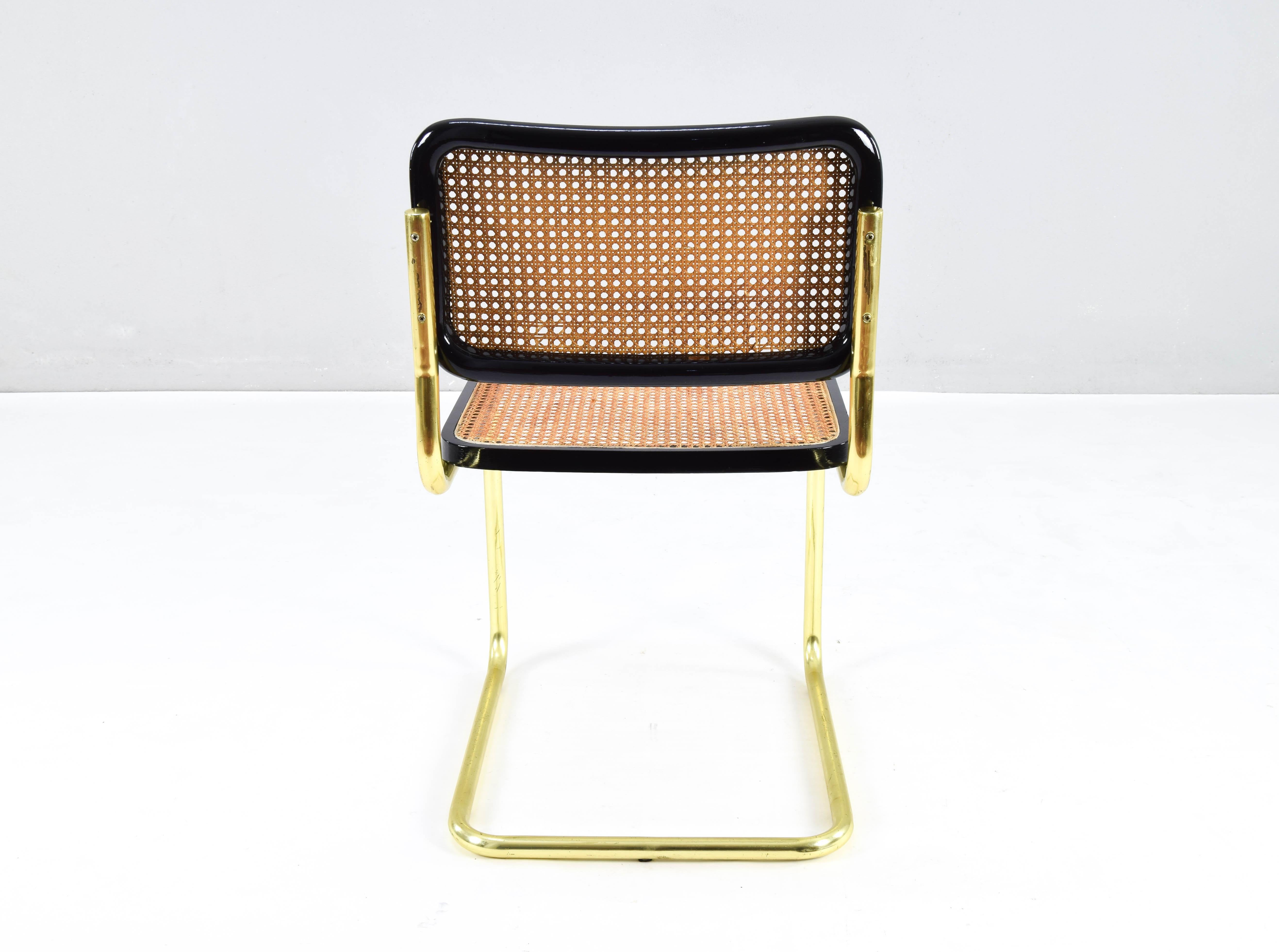 Mid-Century Modern Golden Steel Brass Cesca Chairs of Marcel Breuer, Italy 1970 4