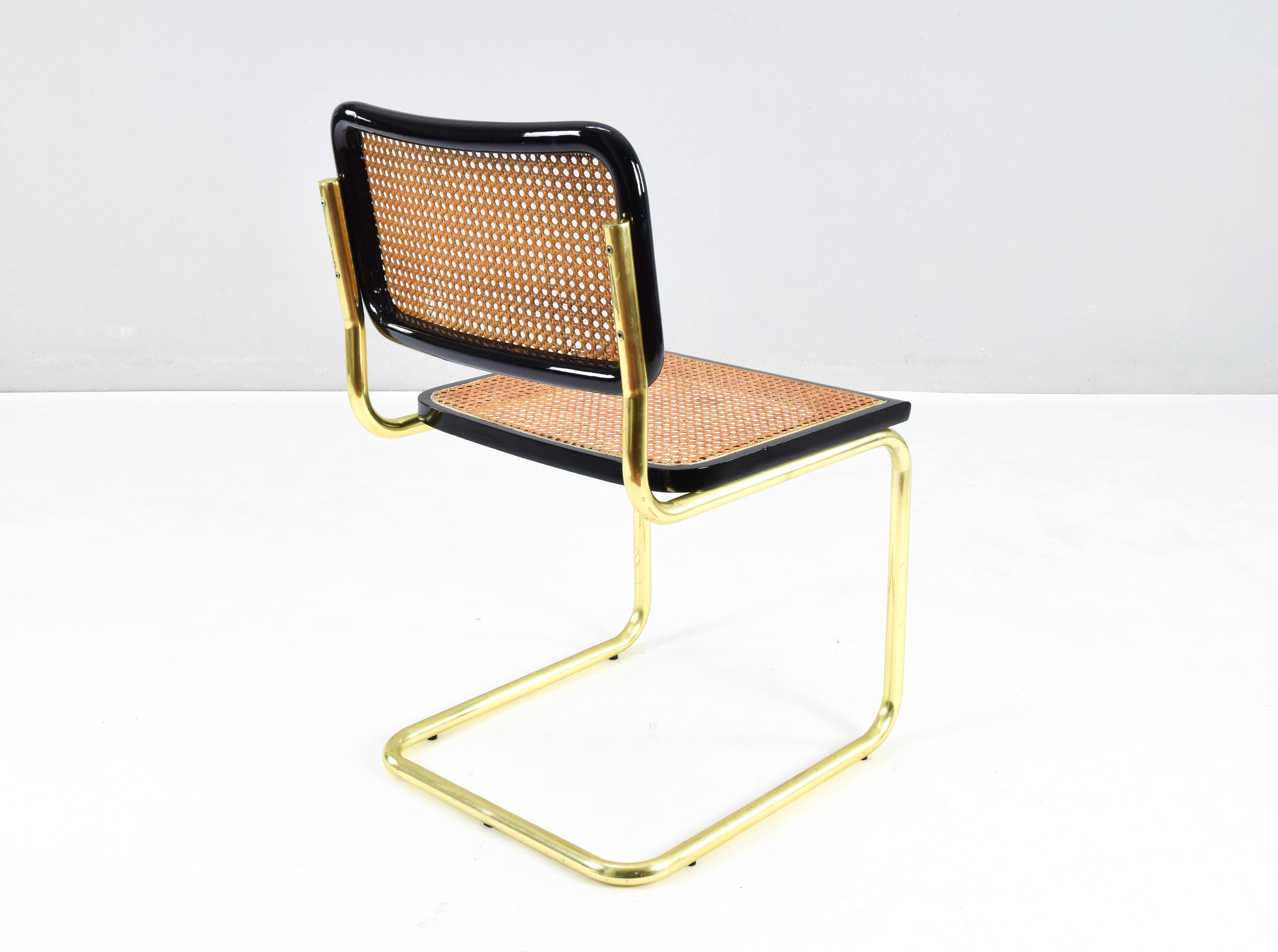 Mid-Century Modern Golden Steel Brass Cesca Chairs of Marcel Breuer, Italy 1970 5