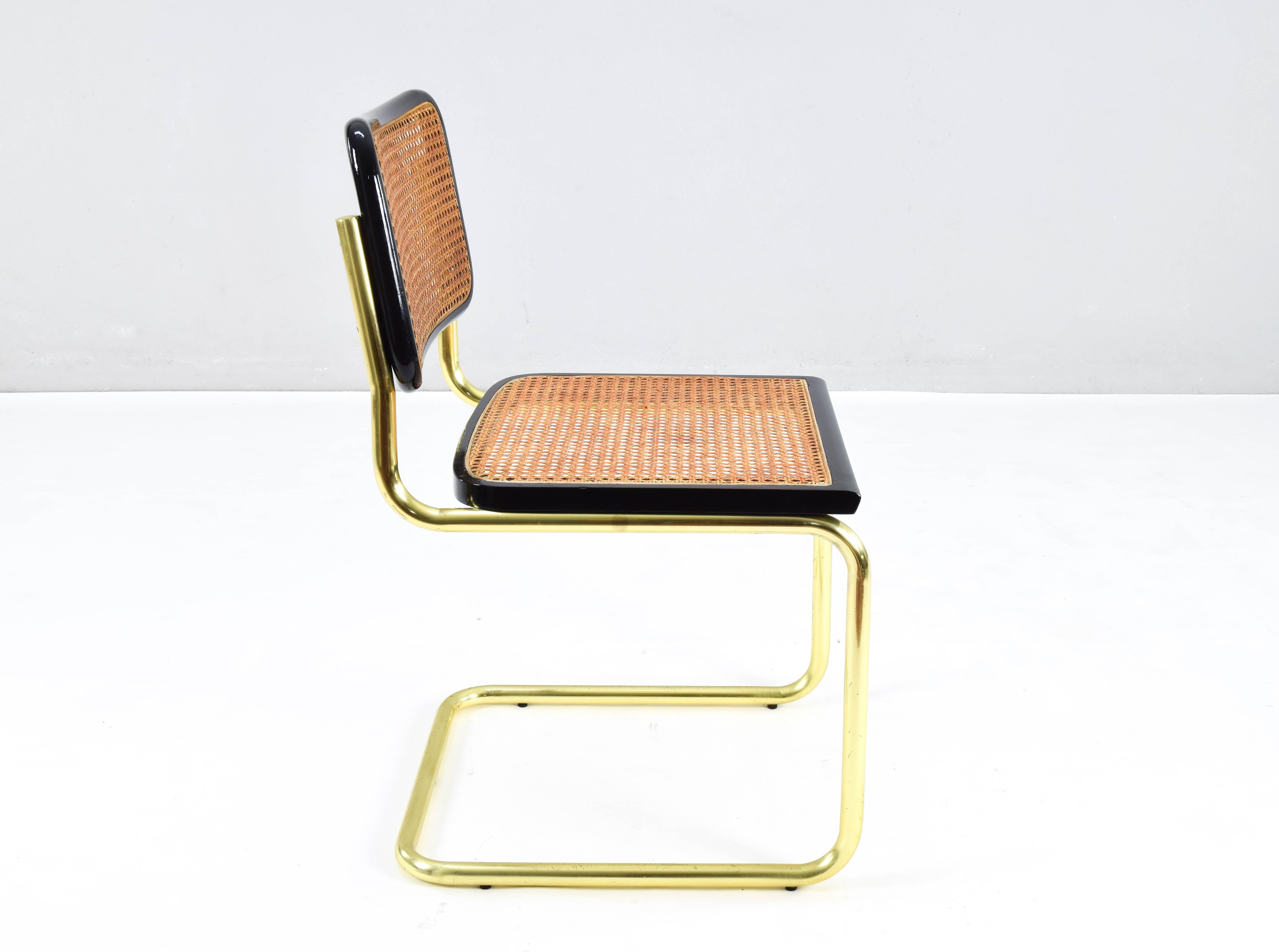 Mid-Century Modern Golden Steel Brass Cesca Chairs of Marcel Breuer, Italy 1970 6