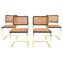 Mid-Century Modern Golden Steel Brass Cesca Chairs of Marcel Breuer, Italy 1970