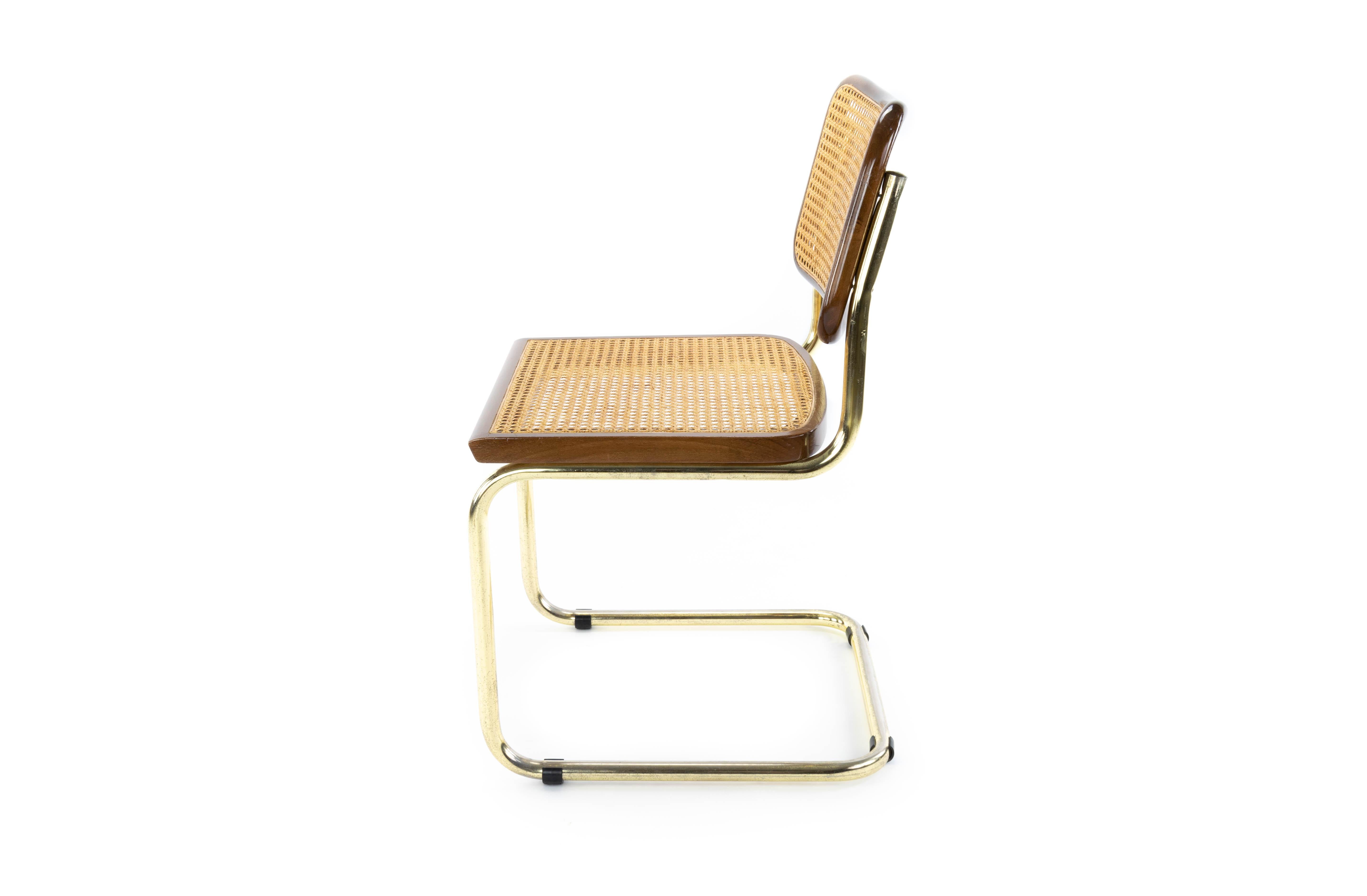 Italian Mid-Century Modern Golden Steel Cesca Chair of Marcel Breuer, Italy, 1970