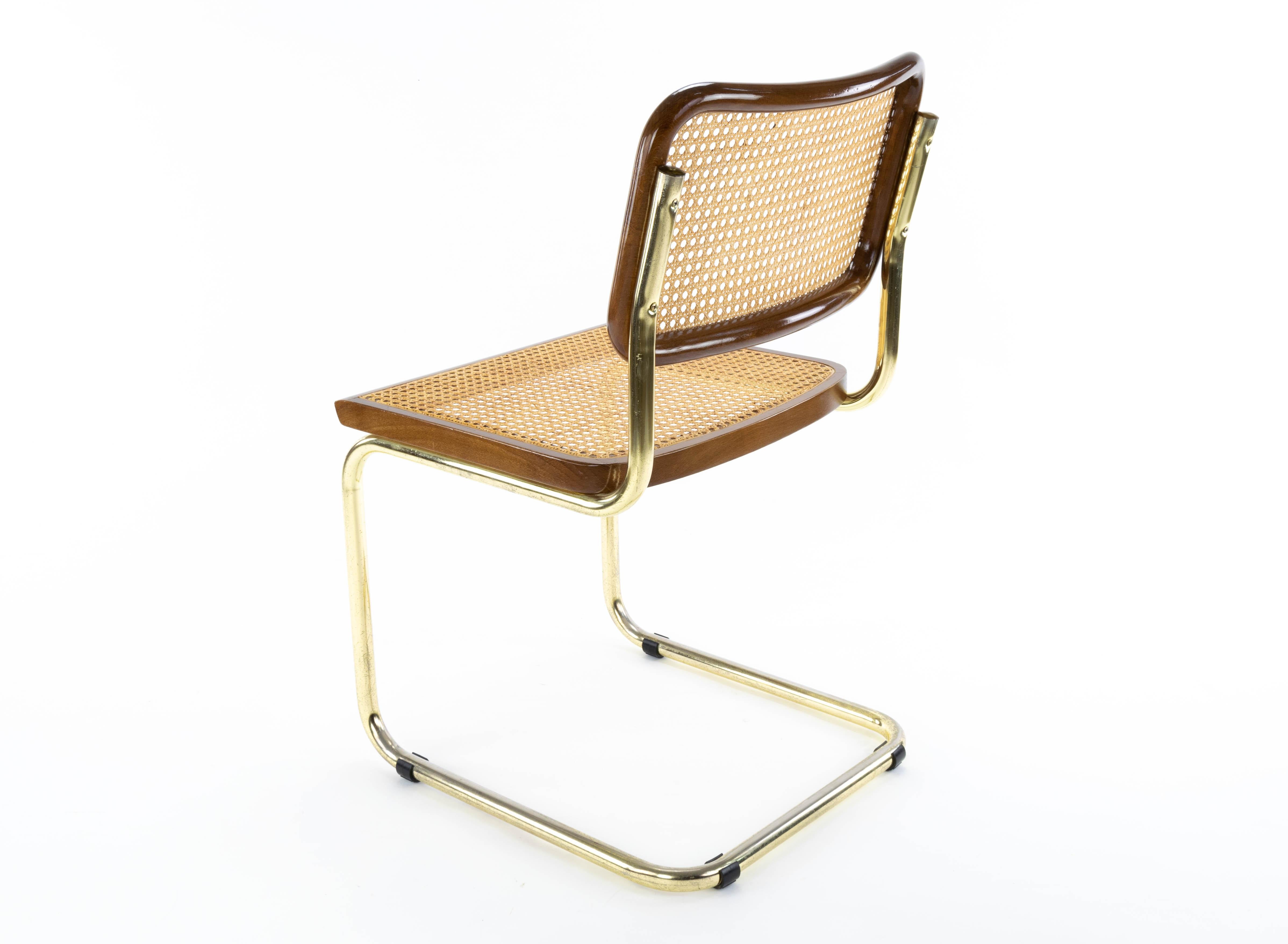 Mid-Century Modern Golden Steel Cesca Chair of Marcel Breuer, Italy, 1970 In Good Condition In Escalona, Toledo