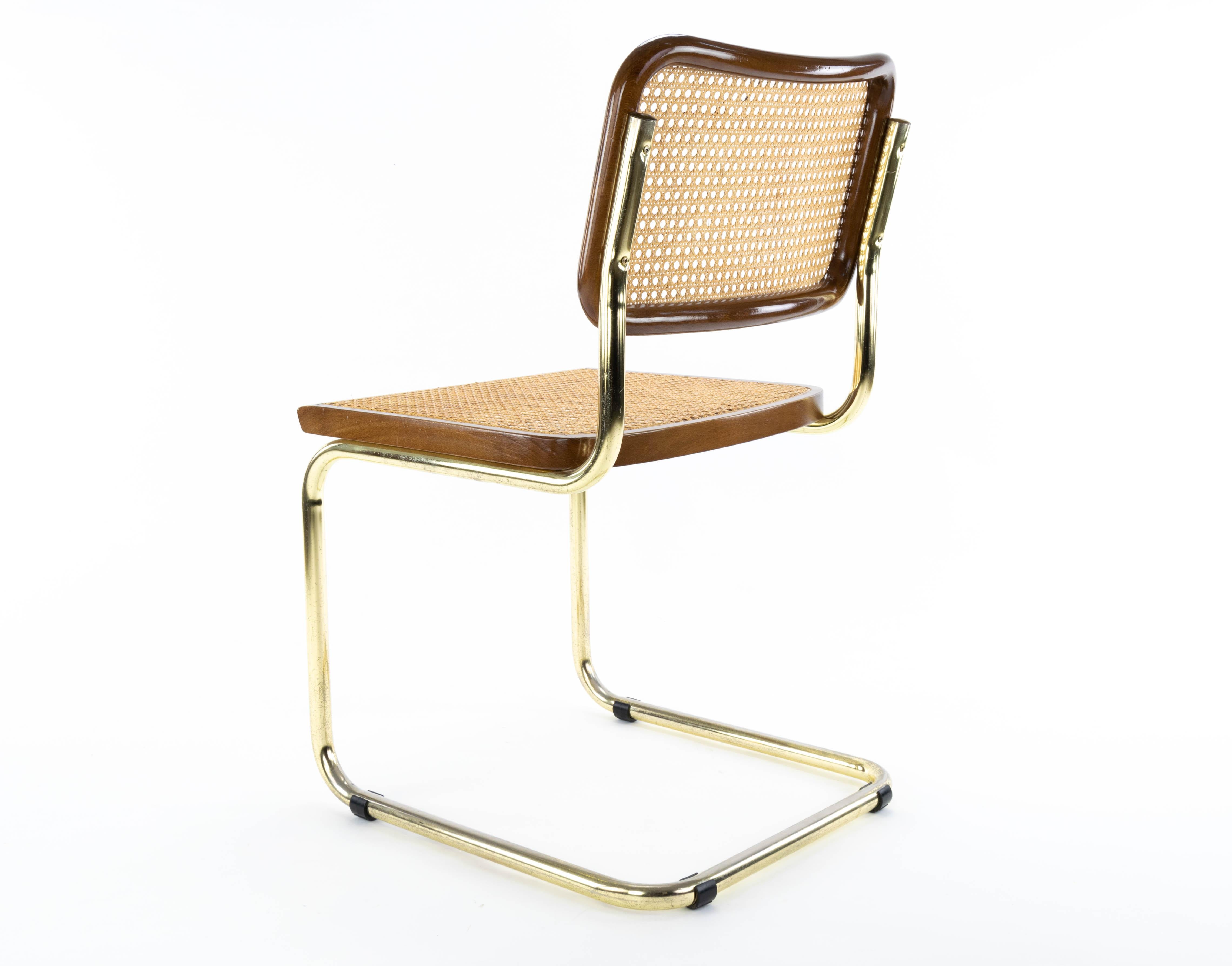 Late 20th Century Mid-Century Modern Golden Steel Cesca Chair of Marcel Breuer, Italy, 1970