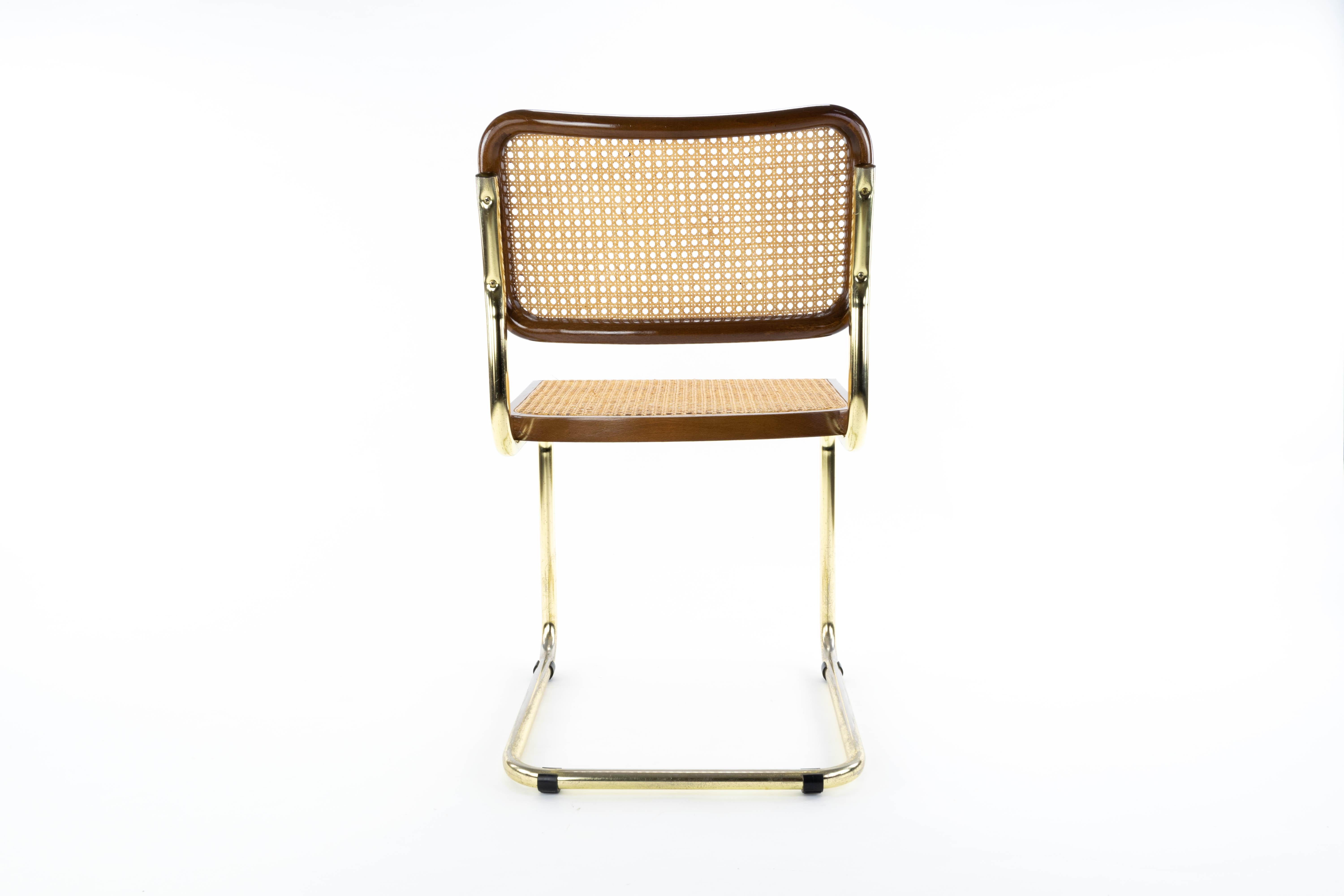 Mid-Century Modern Golden Steel Cesca Chair of Marcel Breuer, Italy, 1970 1