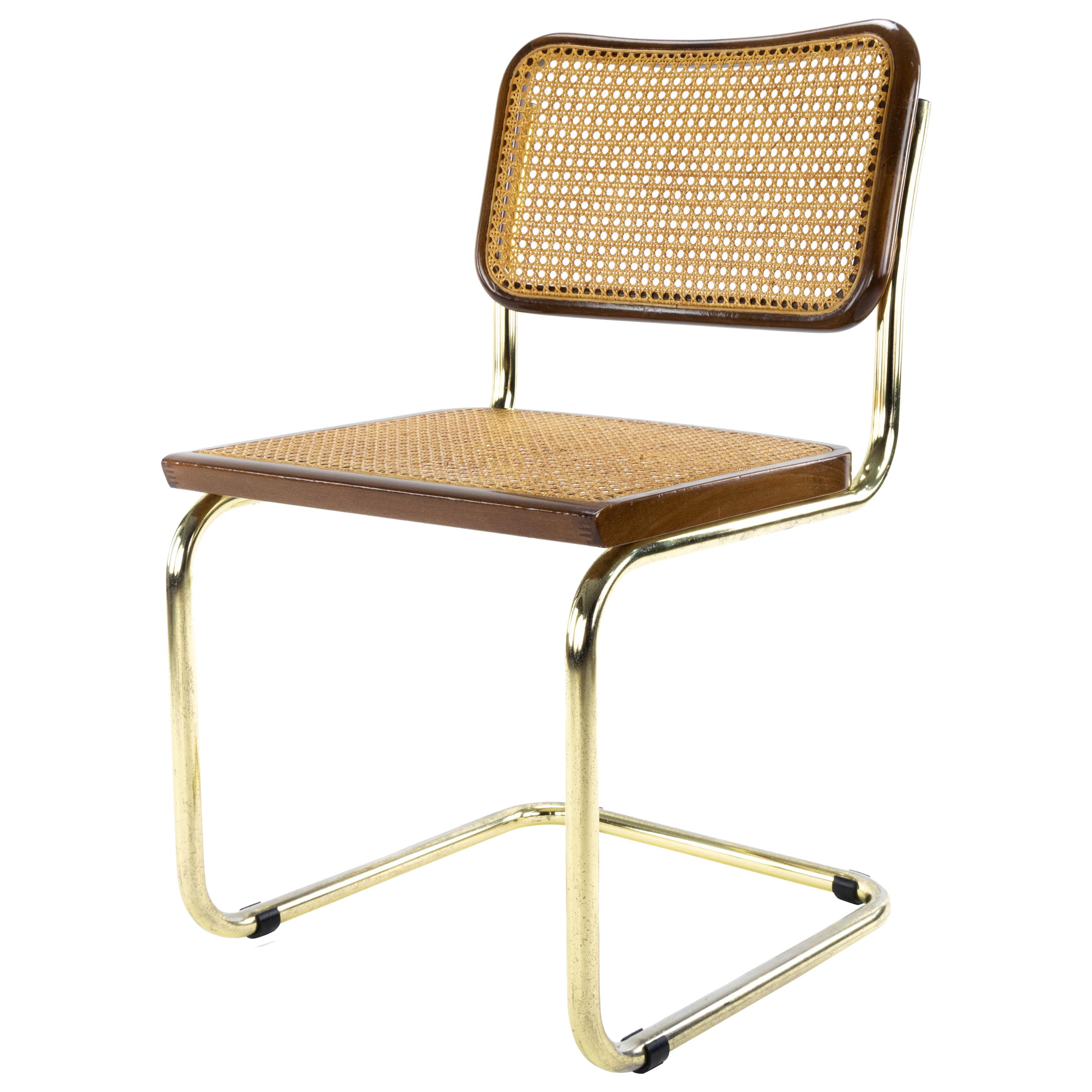 Mid-Century Modern Golden Steel Cesca Chair of Marcel Breuer, Italy, 1970