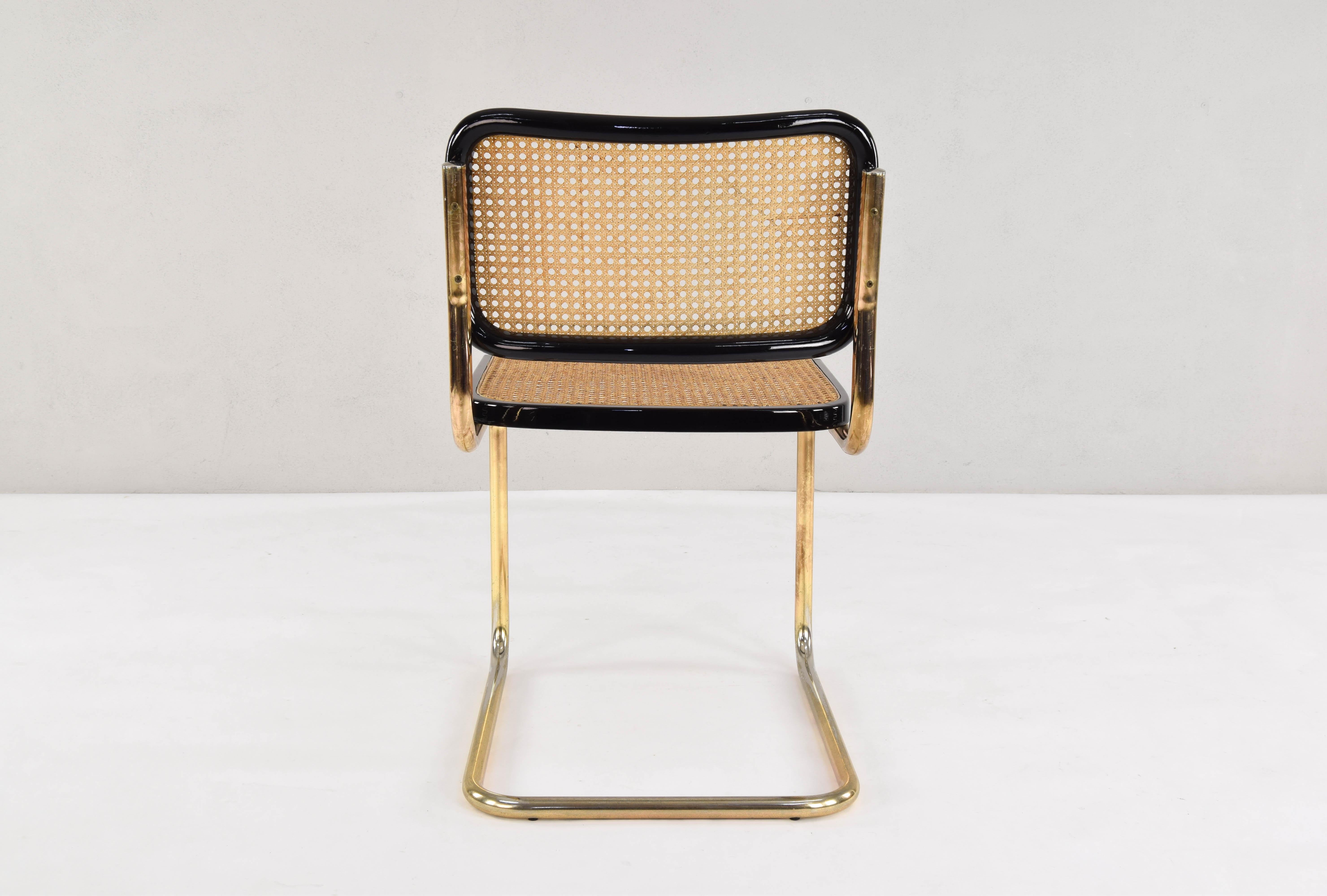 Mid-Century Modern Golden Steel Cesca Chairs of Marcel Breuer, Italy, 1970 3