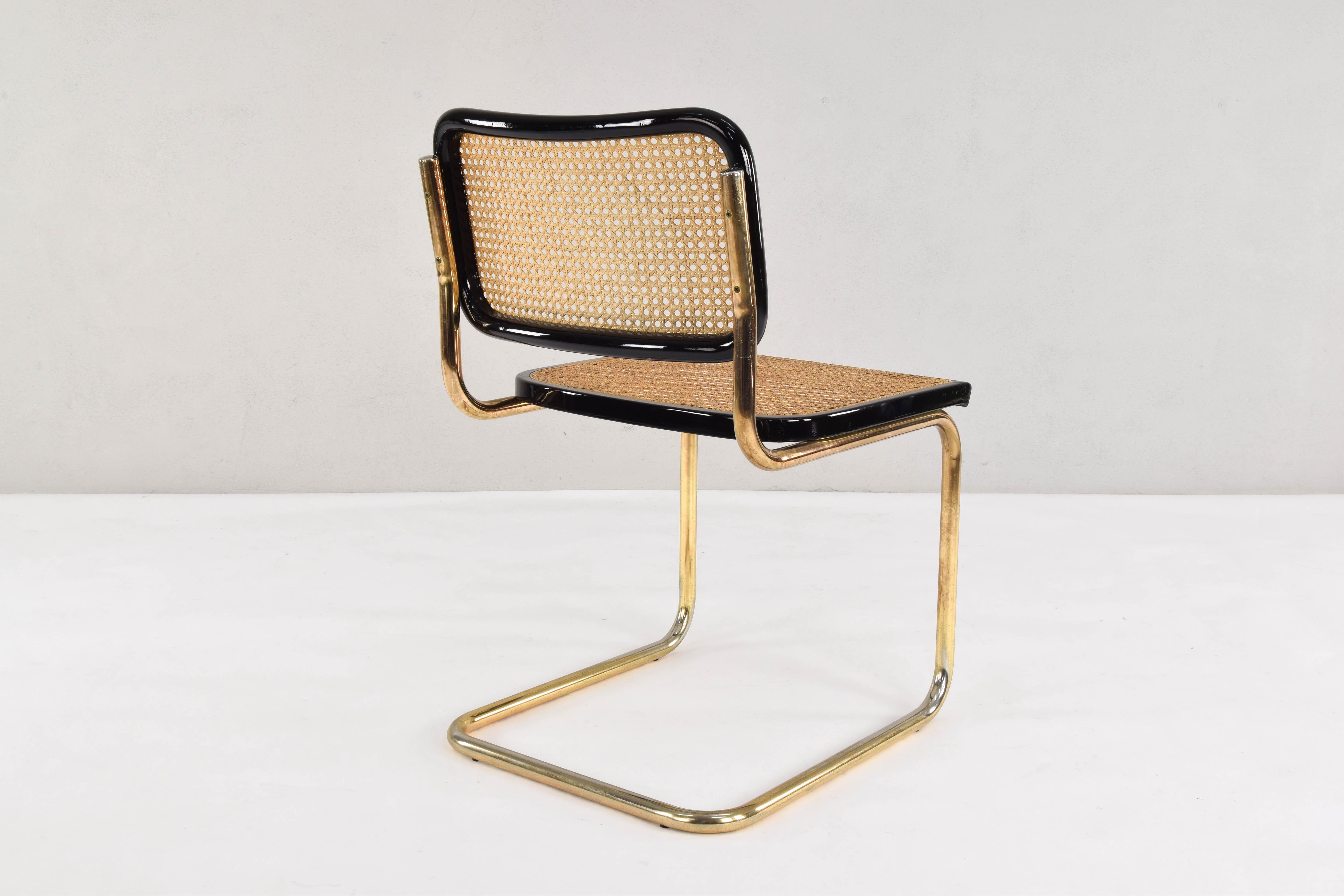 Mid-Century Modern Golden Steel Cesca Chairs of Marcel Breuer, Italy, 1970 4