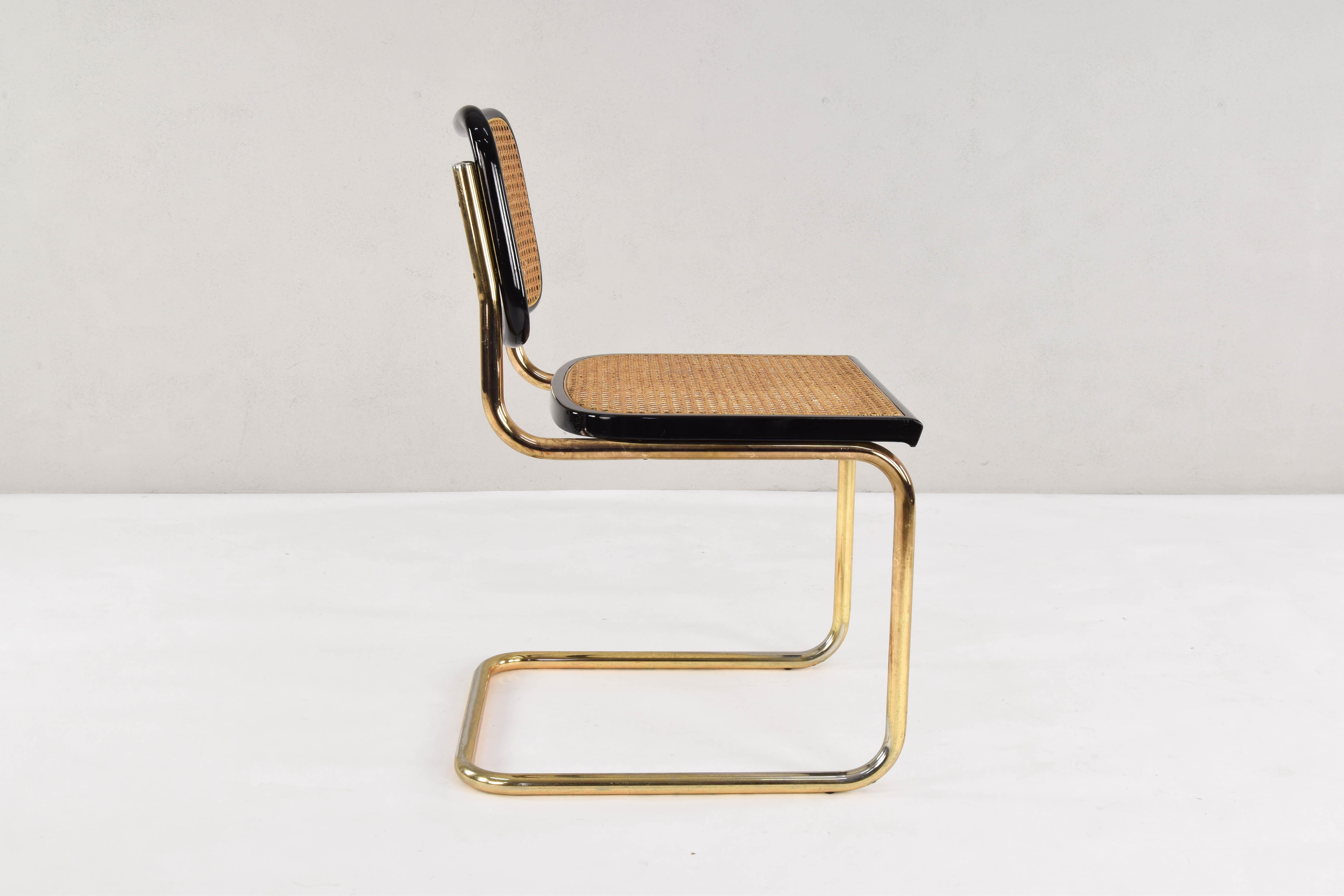 Mid-Century Modern Golden Steel Cesca Chairs of Marcel Breuer, Italy, 1970 5