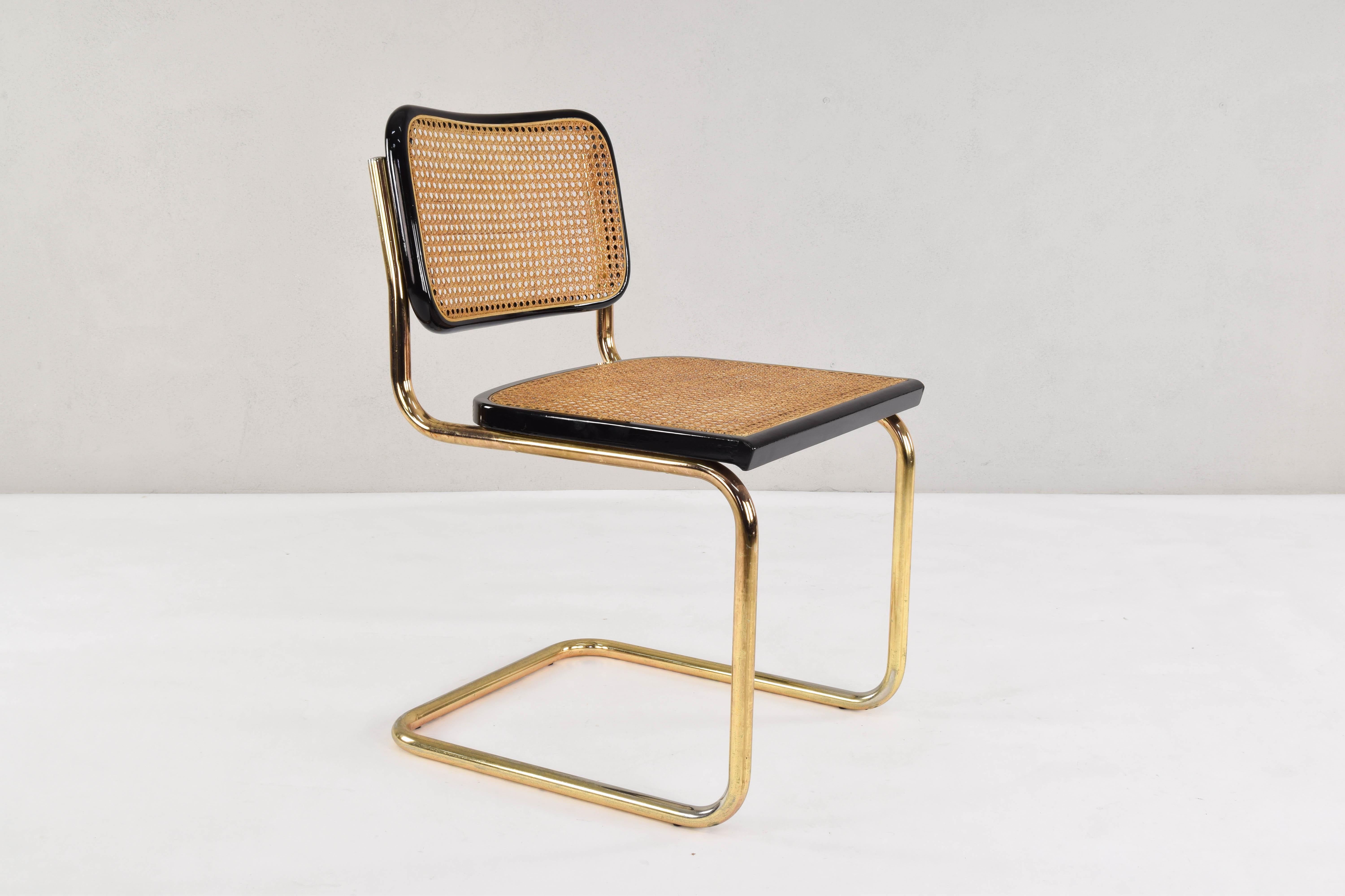 Mid-Century Modern Golden Steel Cesca Chairs of Marcel Breuer, Italy, 1970 6