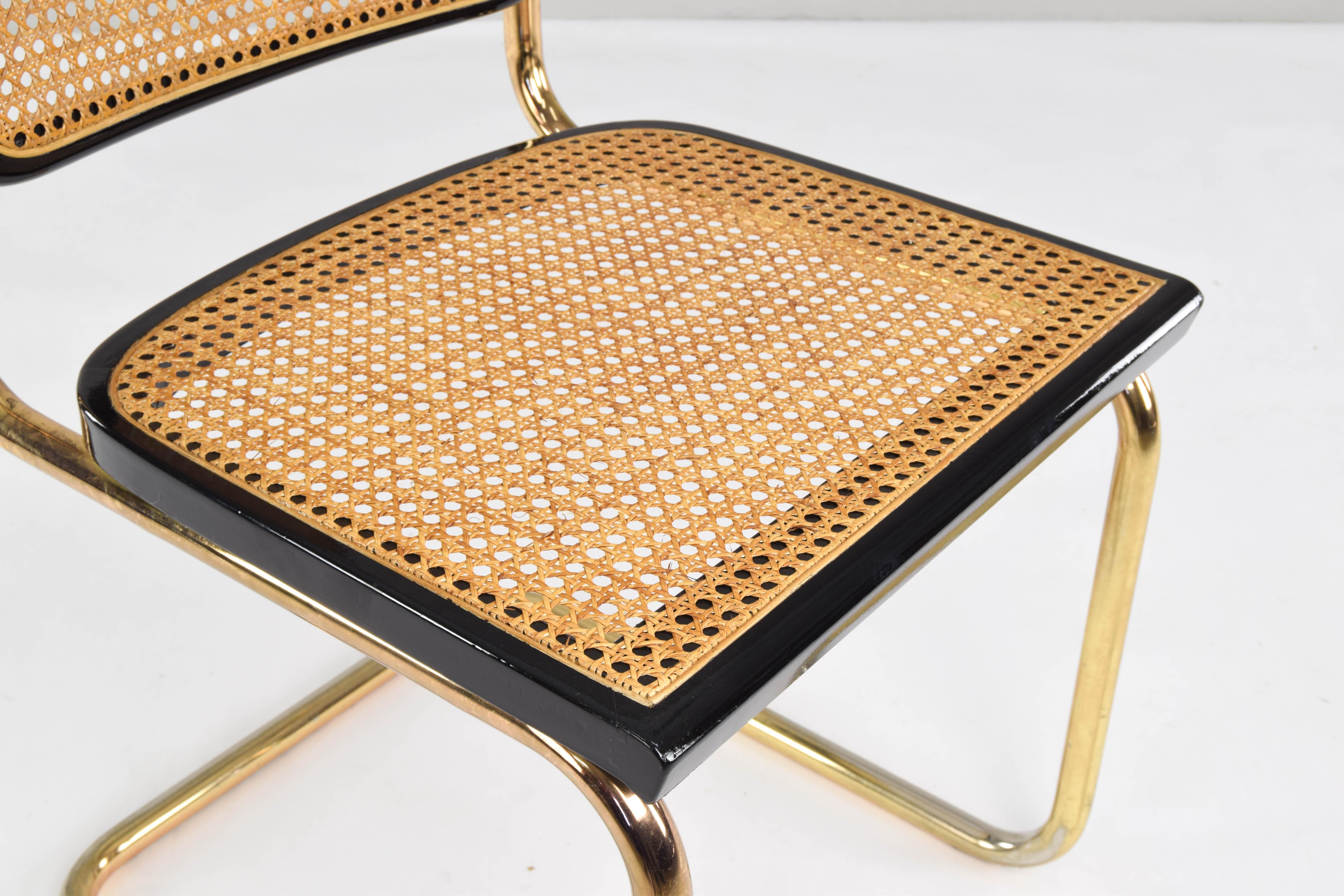 Mid-Century Modern Golden Steel Cesca Chairs of Marcel Breuer, Italy, 1970 7