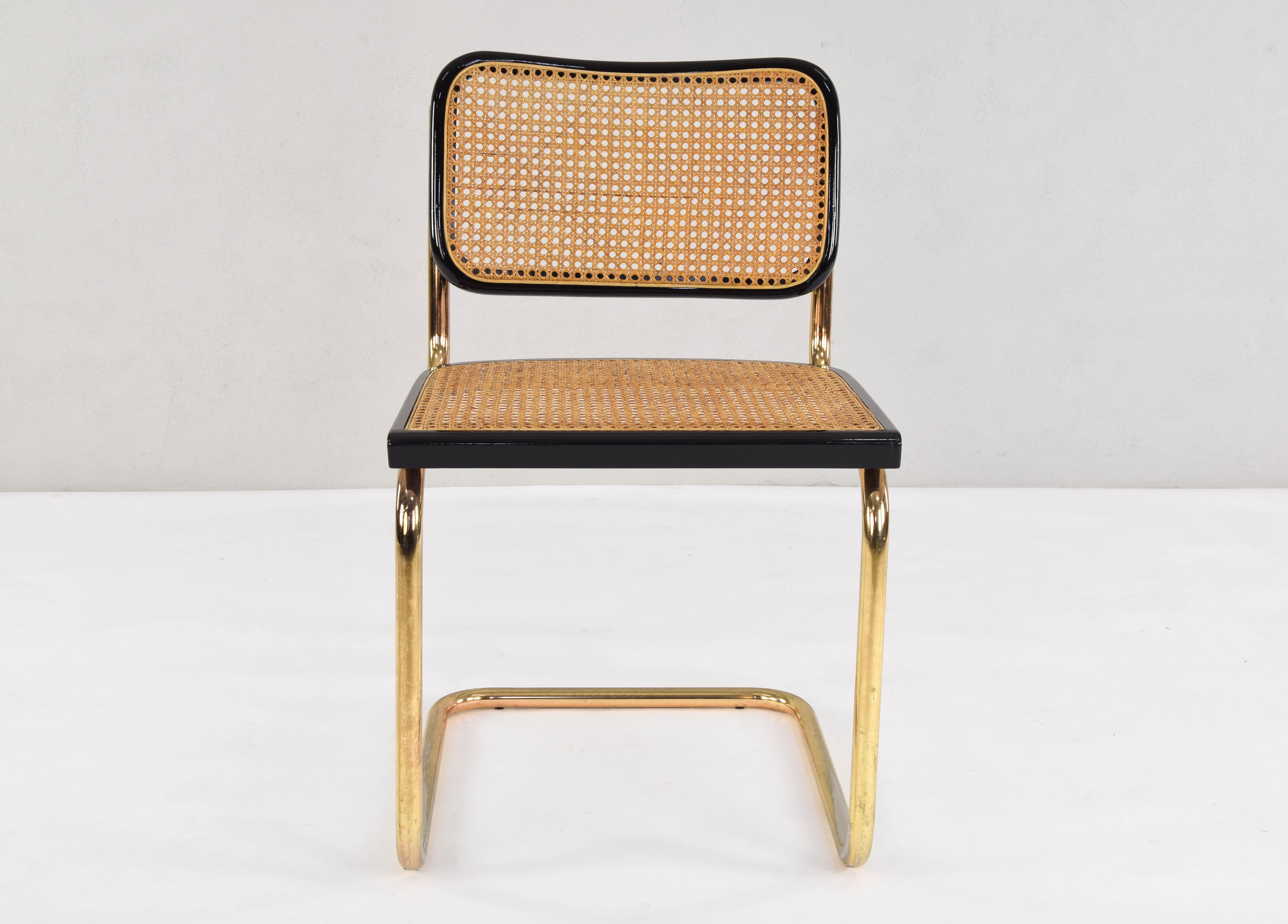 Mid-Century Modern Golden Steel Cesca Chairs of Marcel Breuer, Italy, 1970 In Good Condition In Escalona, Toledo
