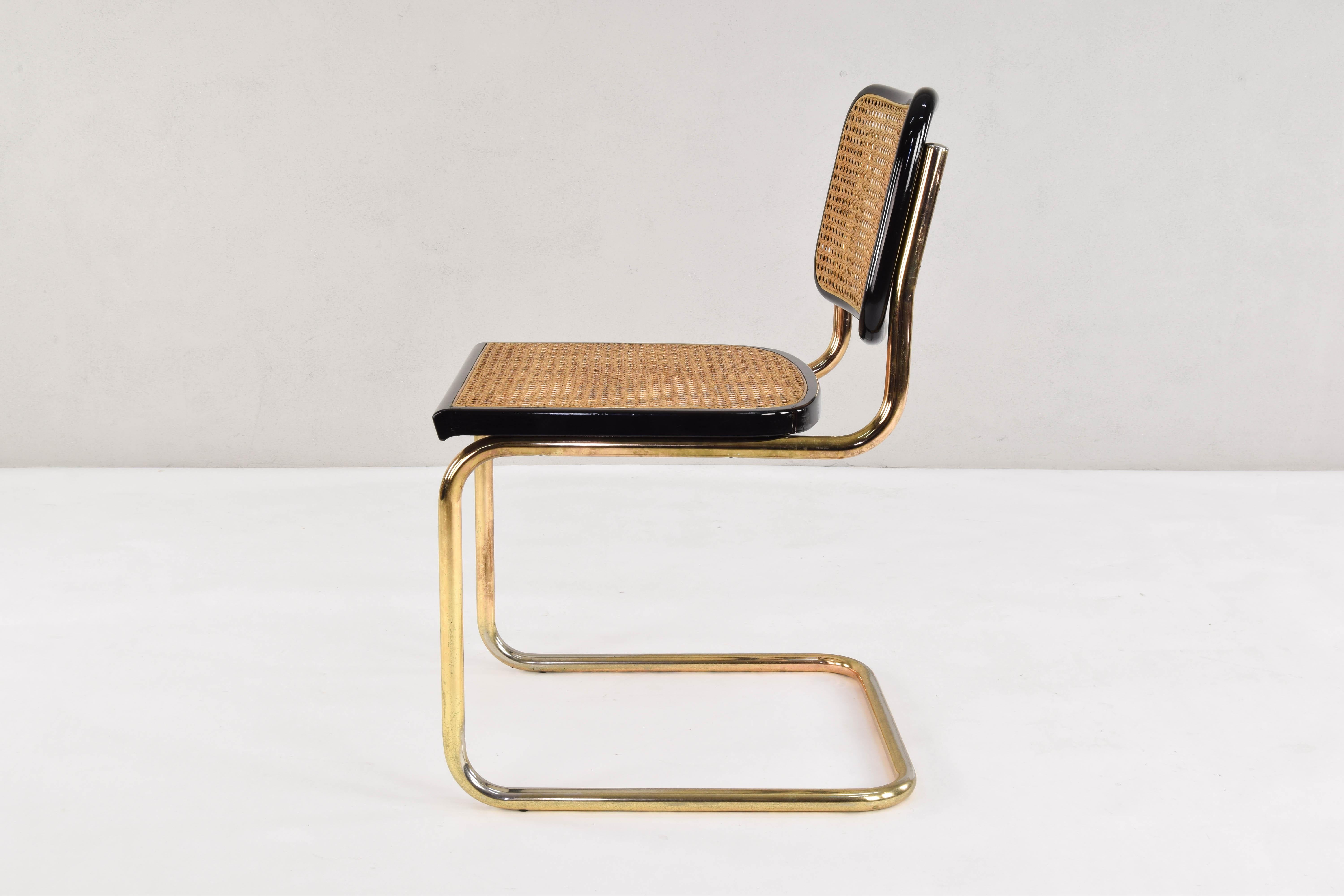 Mid-Century Modern Golden Steel Cesca Chairs of Marcel Breuer, Italy, 1970 1