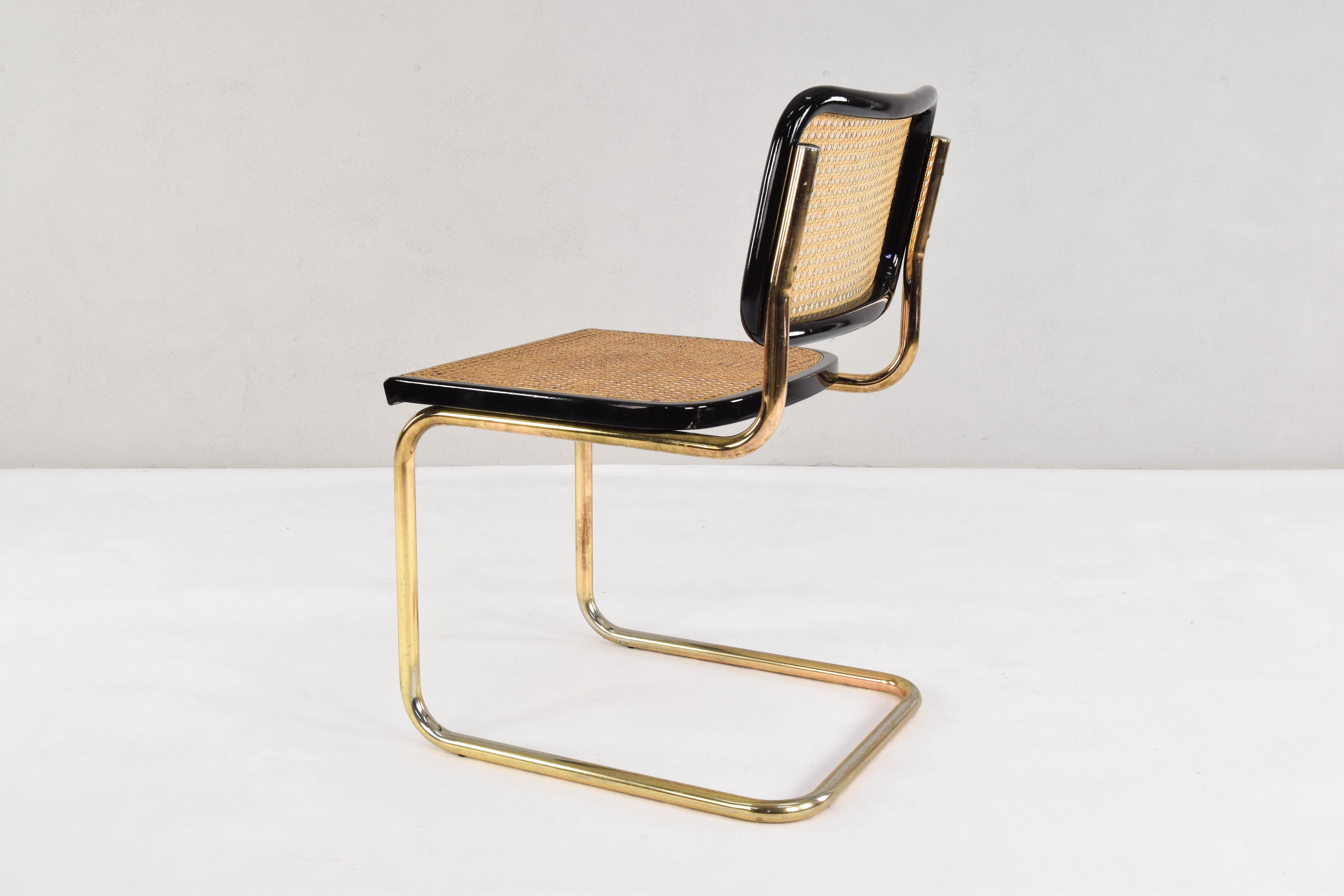 Mid-Century Modern Golden Steel Cesca Chairs of Marcel Breuer, Italy, 1970 2