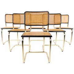 Mid-Century Modern Golden Steel Cesca Chairs of Marcel Breuer, Italy, 1970