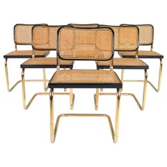 Mid-Century Modern Golden Steel Cesca Chairs of Marcel Breuer, Italy, 1970