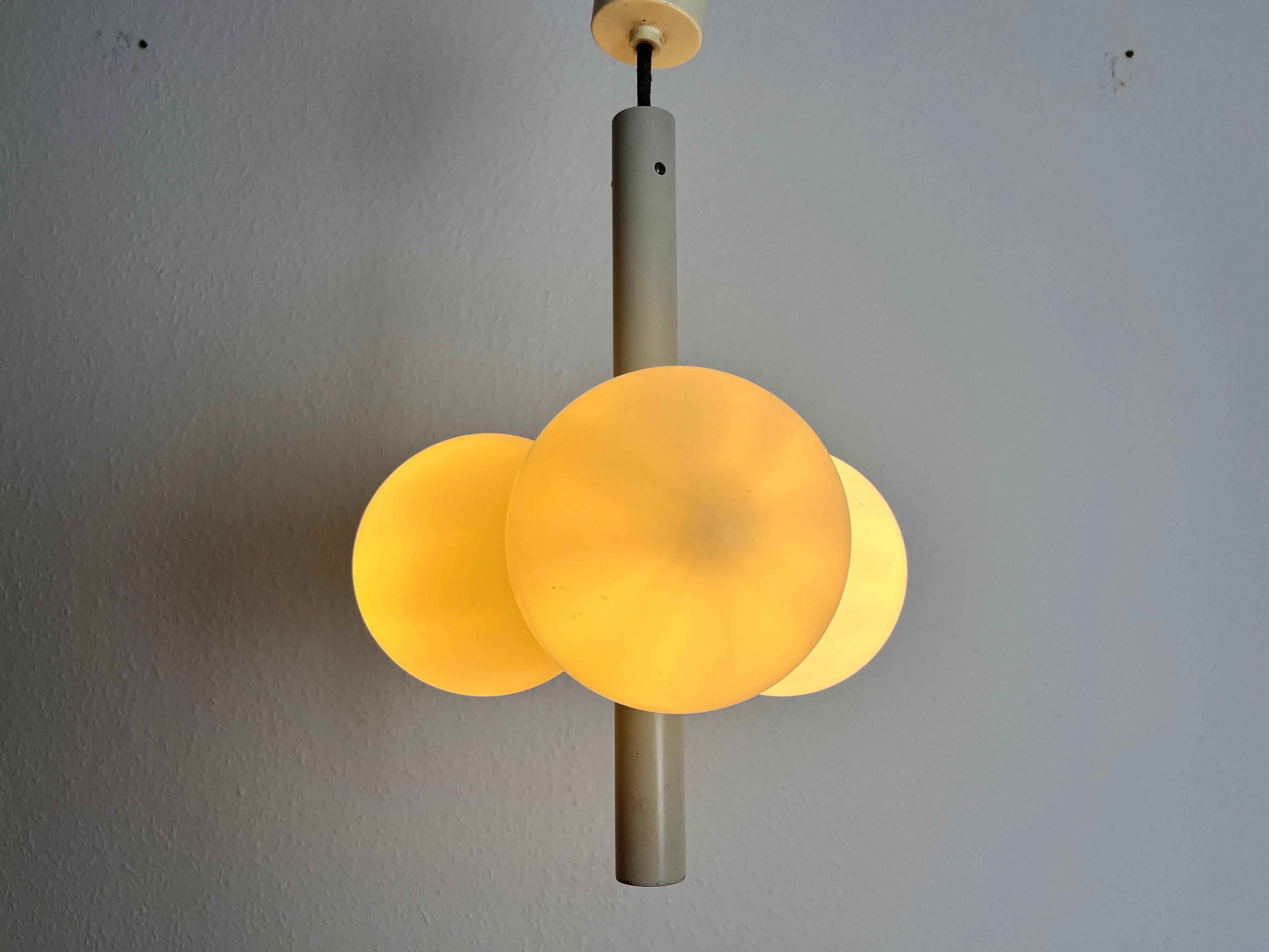 Mid-Century Modern Golden White 3-Arm Space Age Chandelier, 1960s, Germany For Sale 2