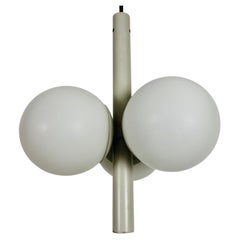 Retro Mid-Century Modern Golden White 3-Arm Space Age Chandelier, 1960s, Germany