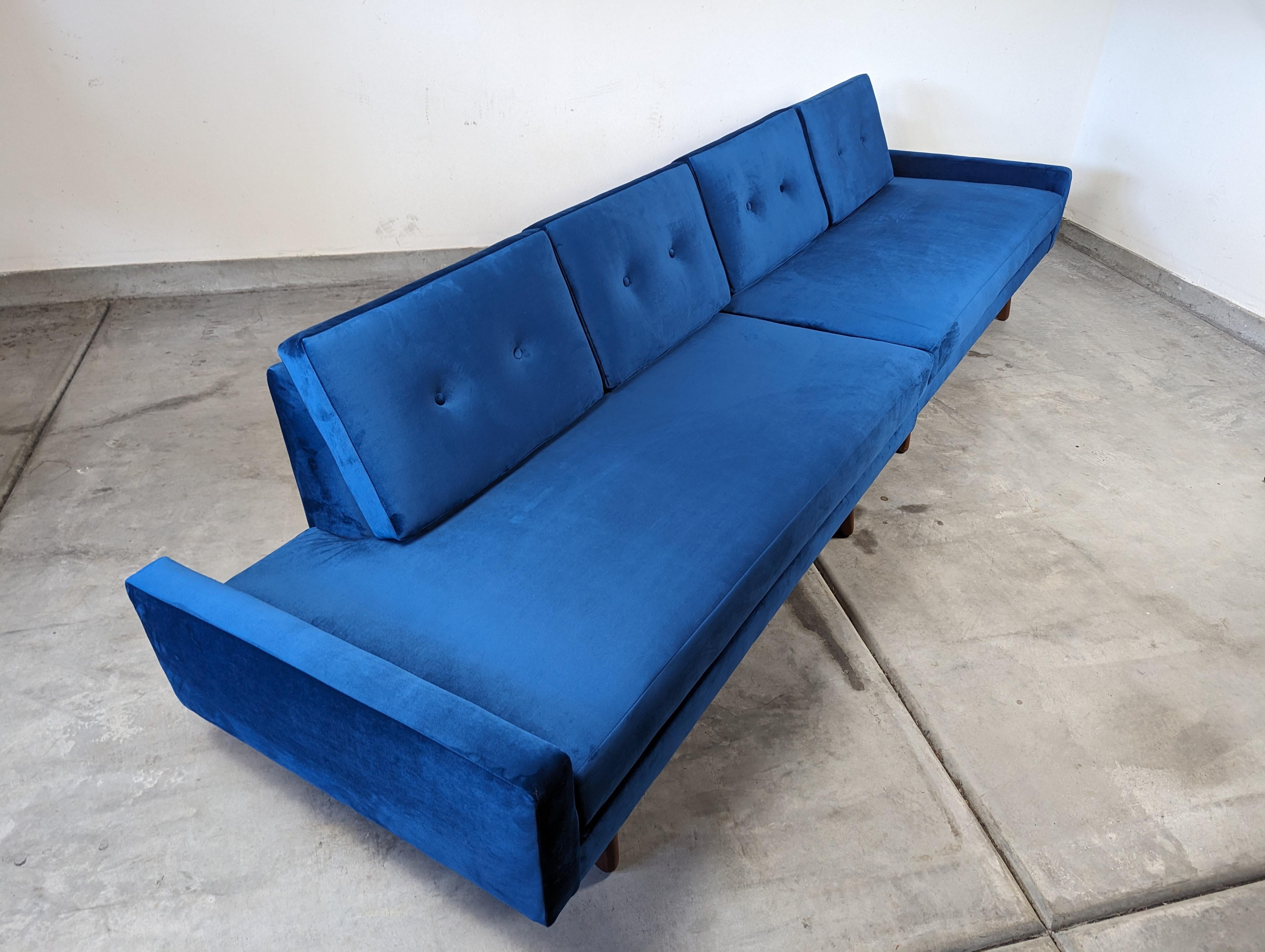 Mid-Century Modern Mid Century Velvet Gondola Sofa By Adrian Pearsall for Craft Associates, c1960s For Sale