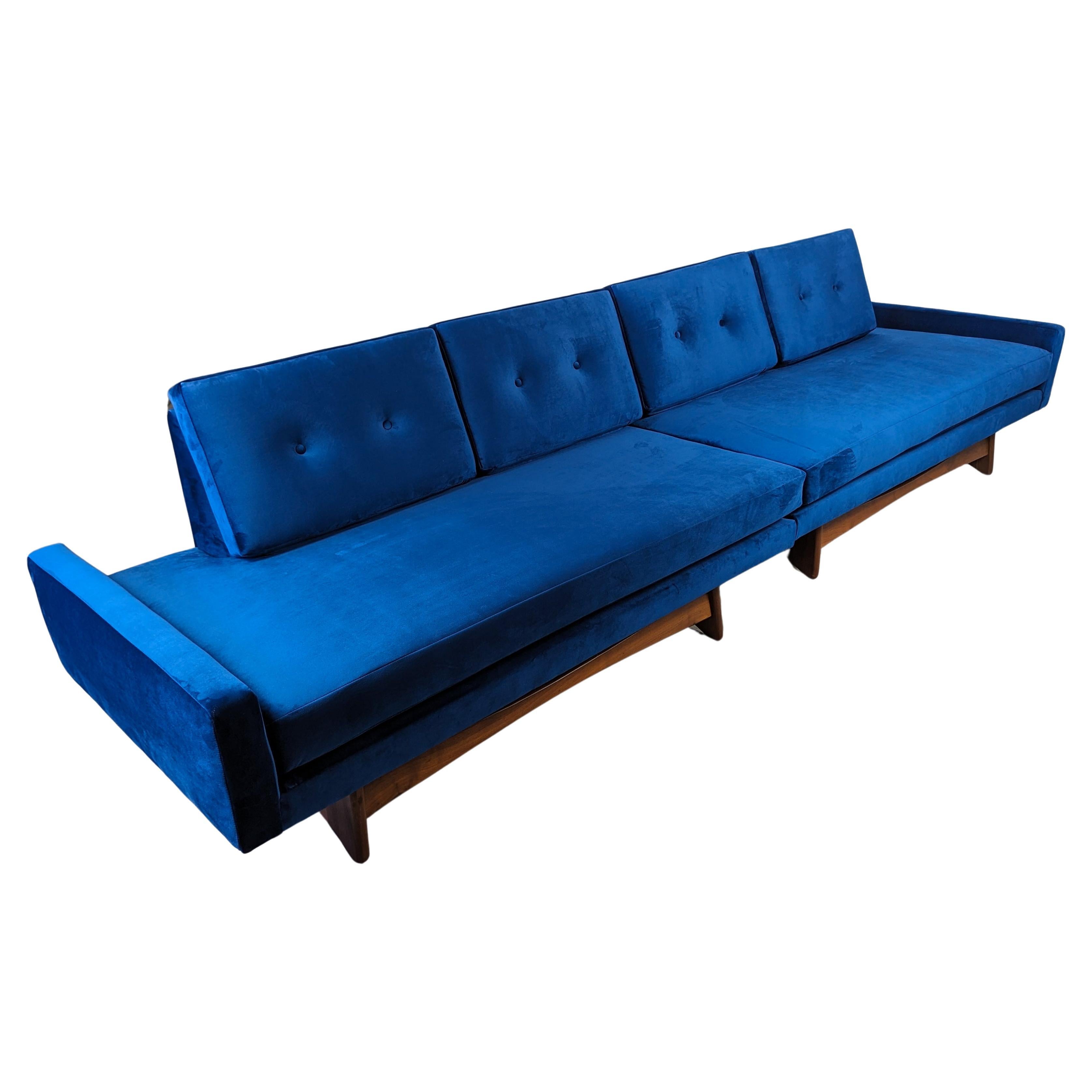 Mid Century Velvet Gondola Sofa By Adrian Pearsall for Craft Associates, c1960s For Sale